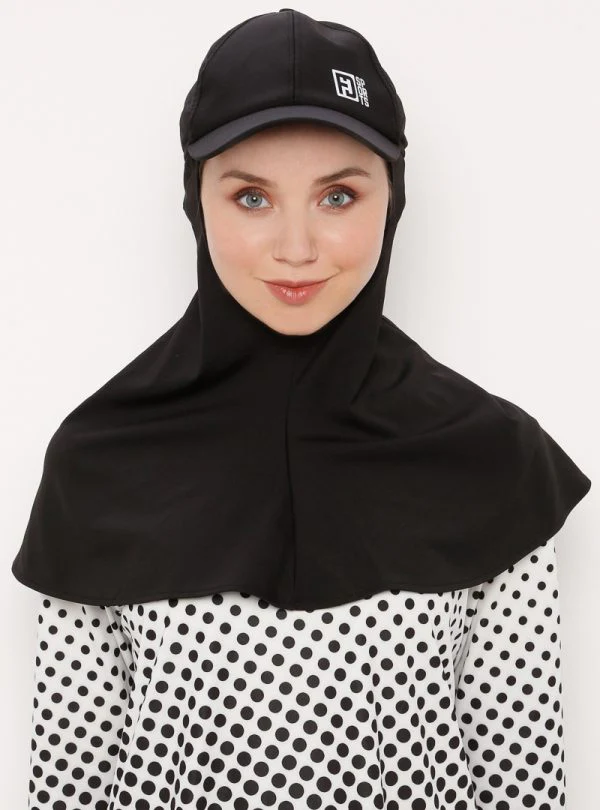 Activewear Black Cap Hijab - Image 3