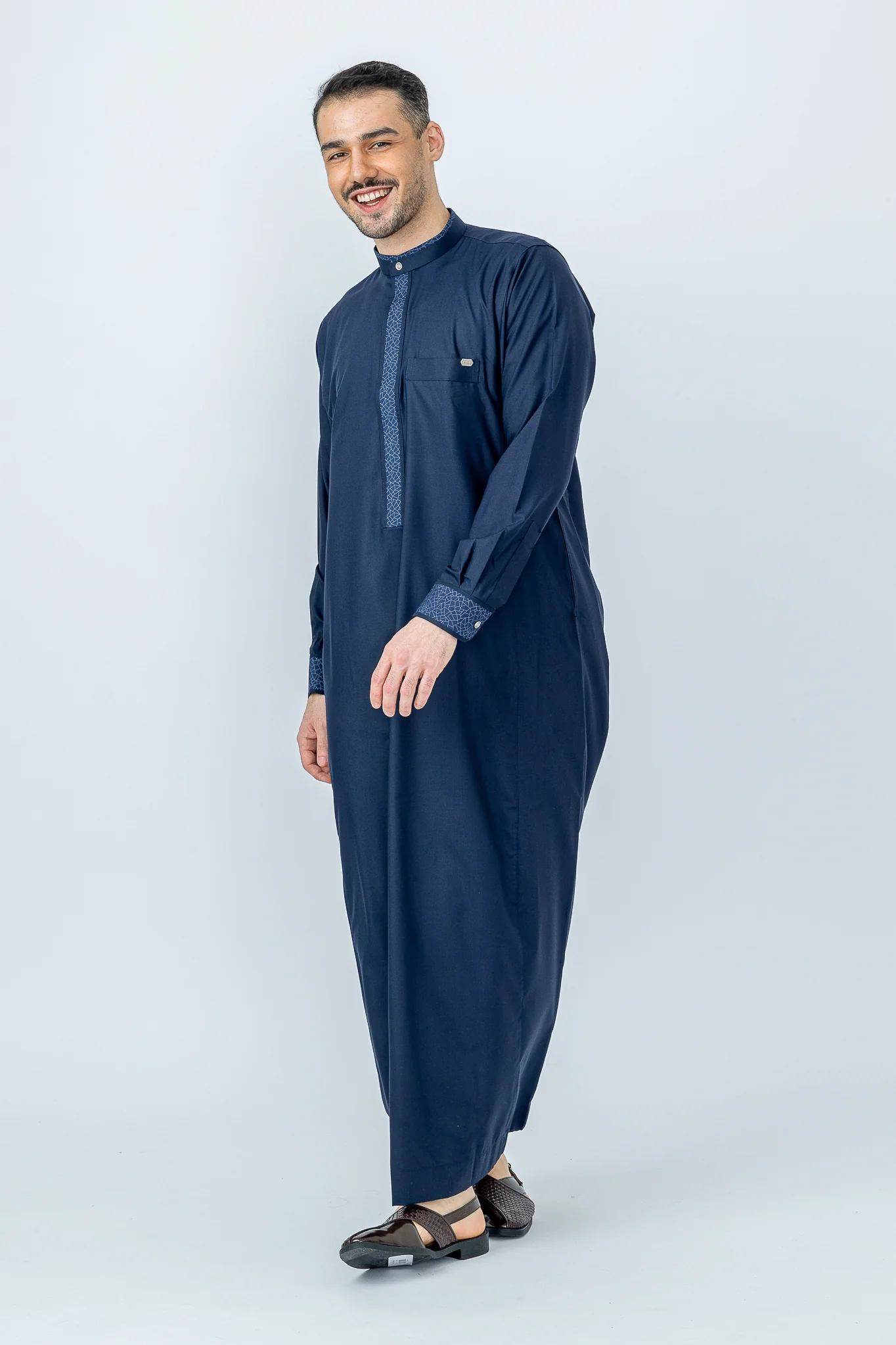 Aztec Denim Blue Thobe - Image 3