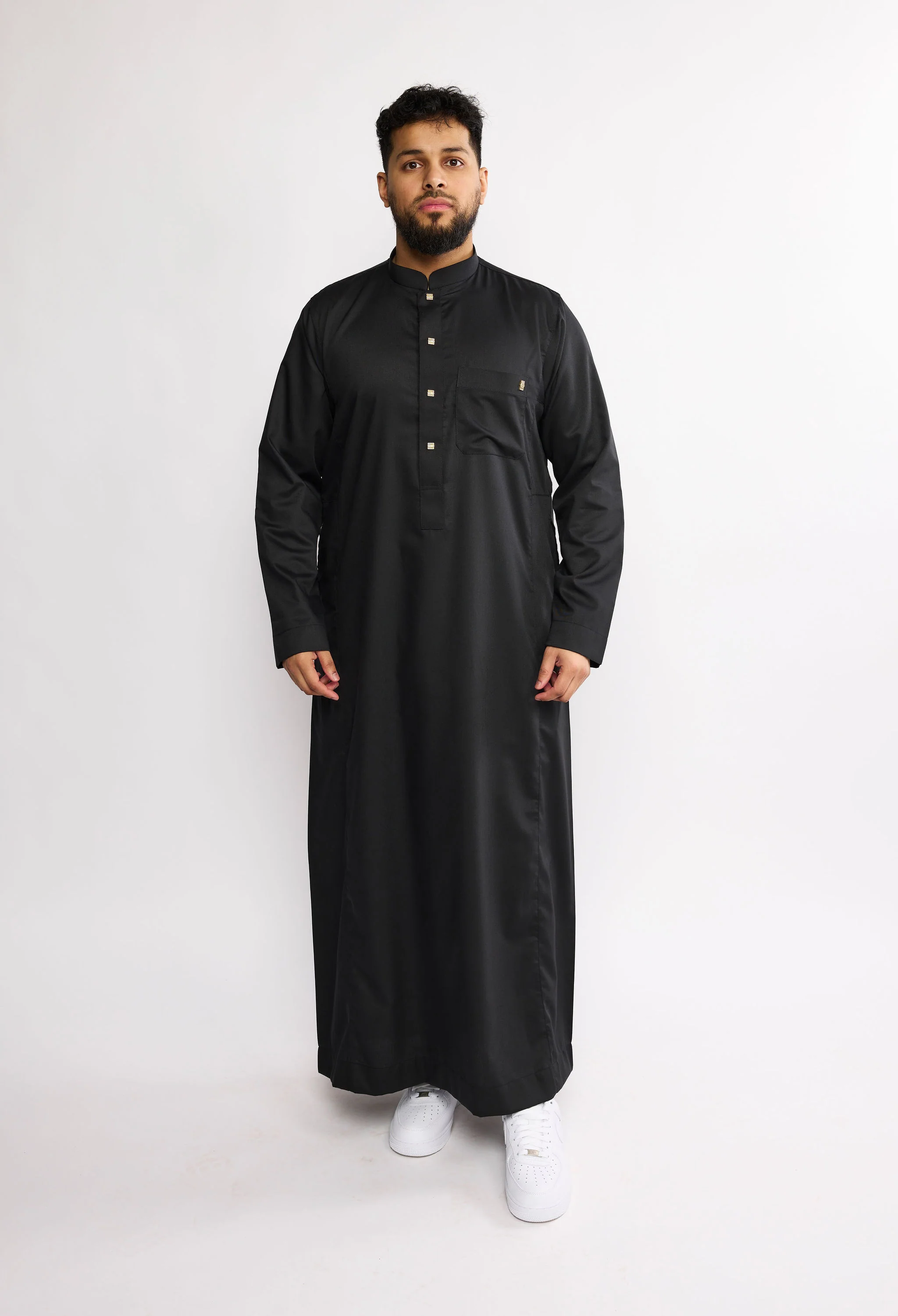 Black Basic Collar Stud Thobe