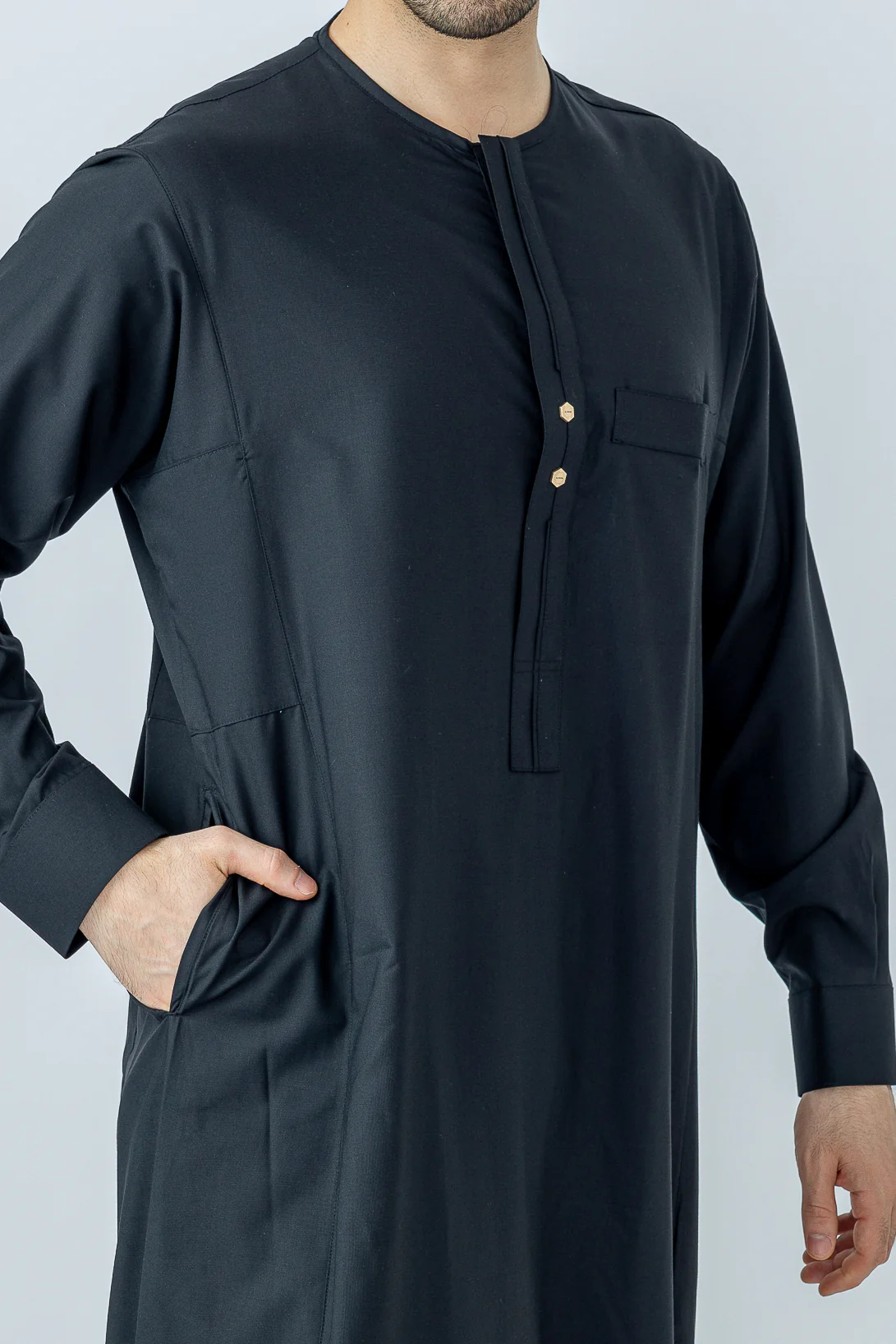 Black Omani With Cuff Sleeve - Image 8