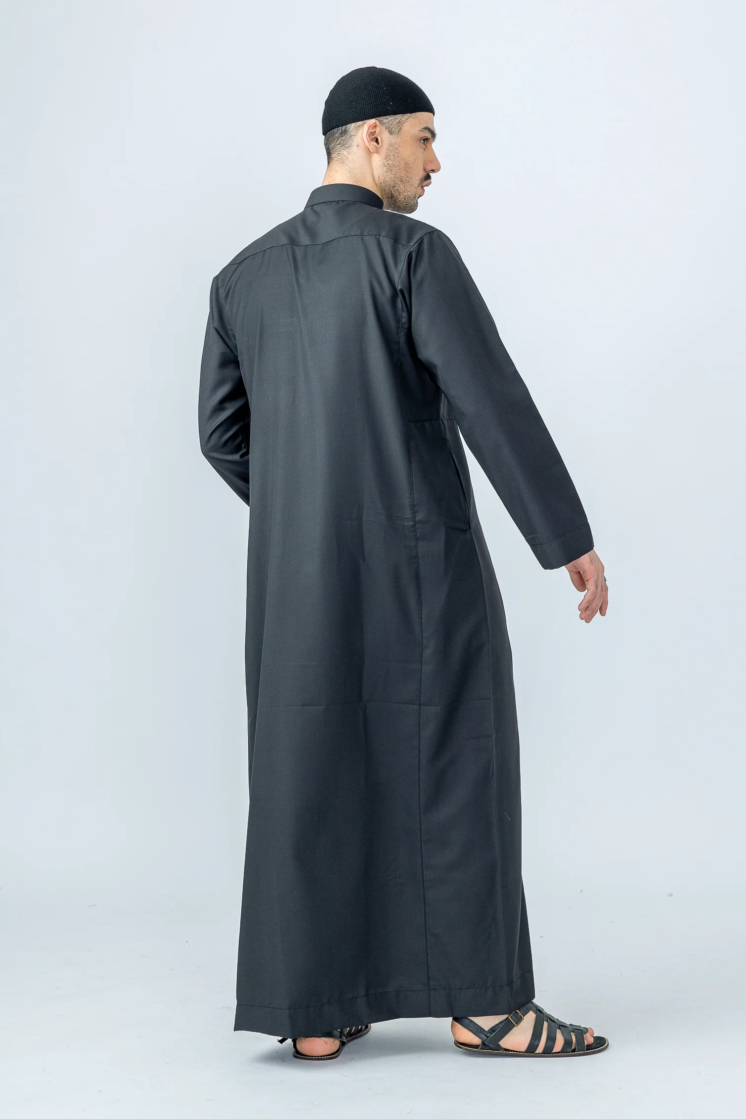 Black Saudi Collar Thobe|Jubbah - Image 4