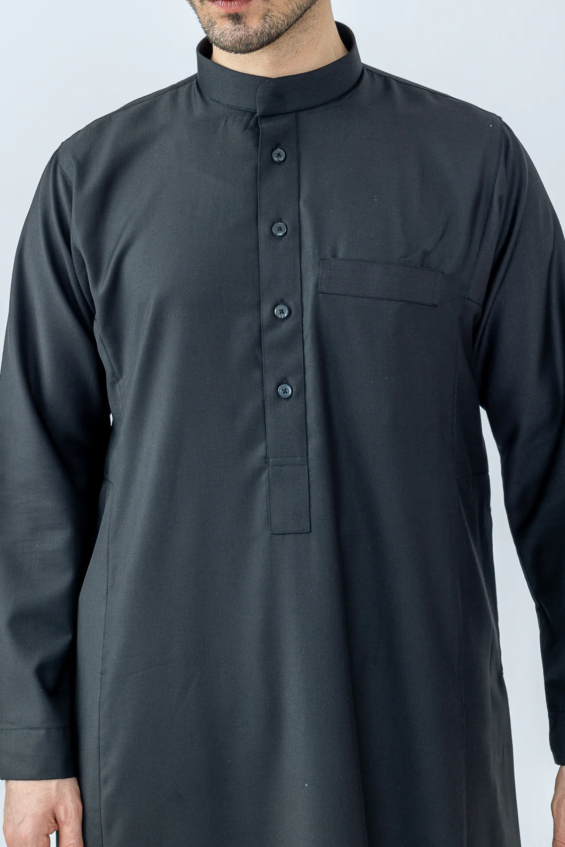 Black Saudi Collar Thobe|Jubbah - Image 5