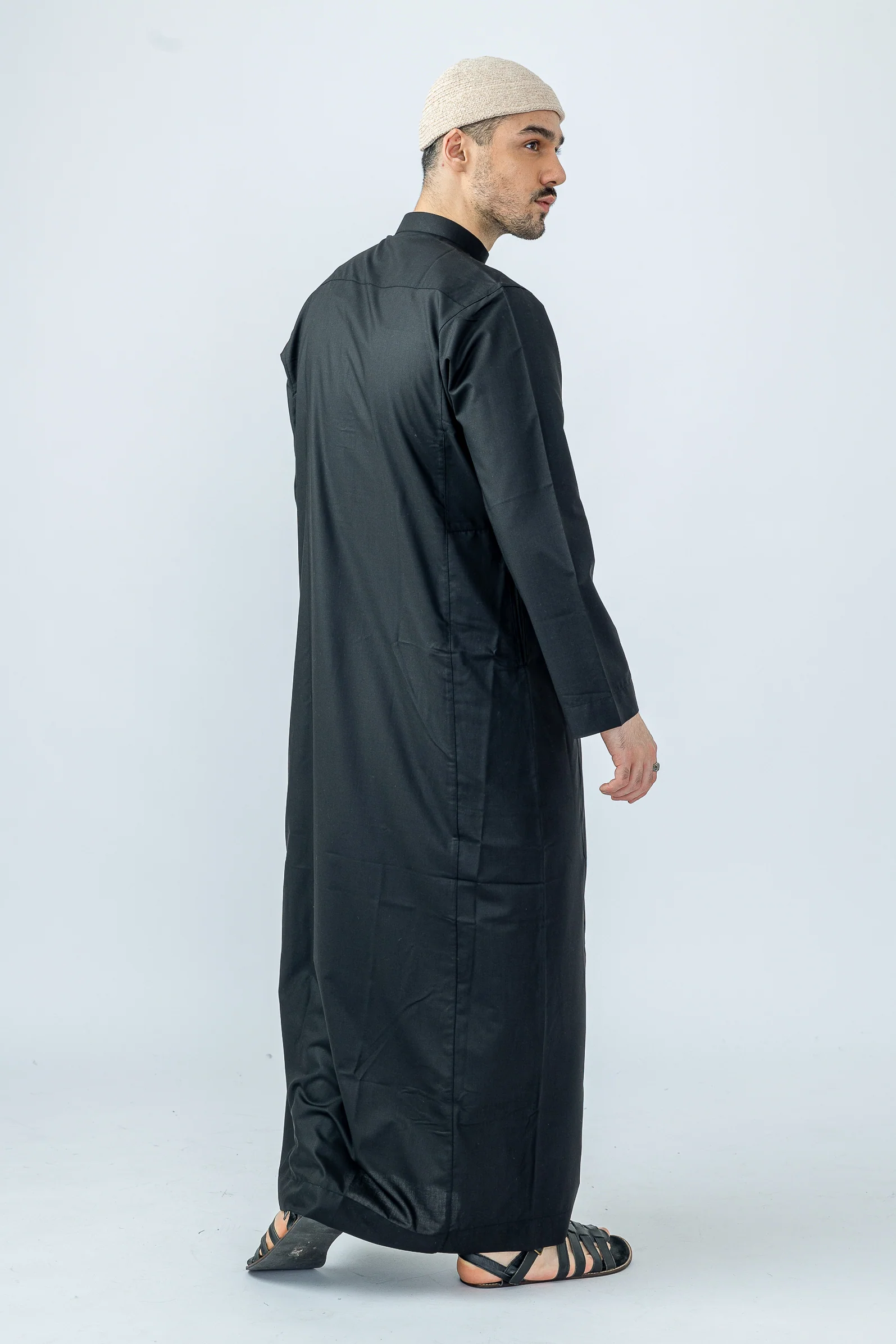 Black Urban Hexagon Print Thobe - Image 4