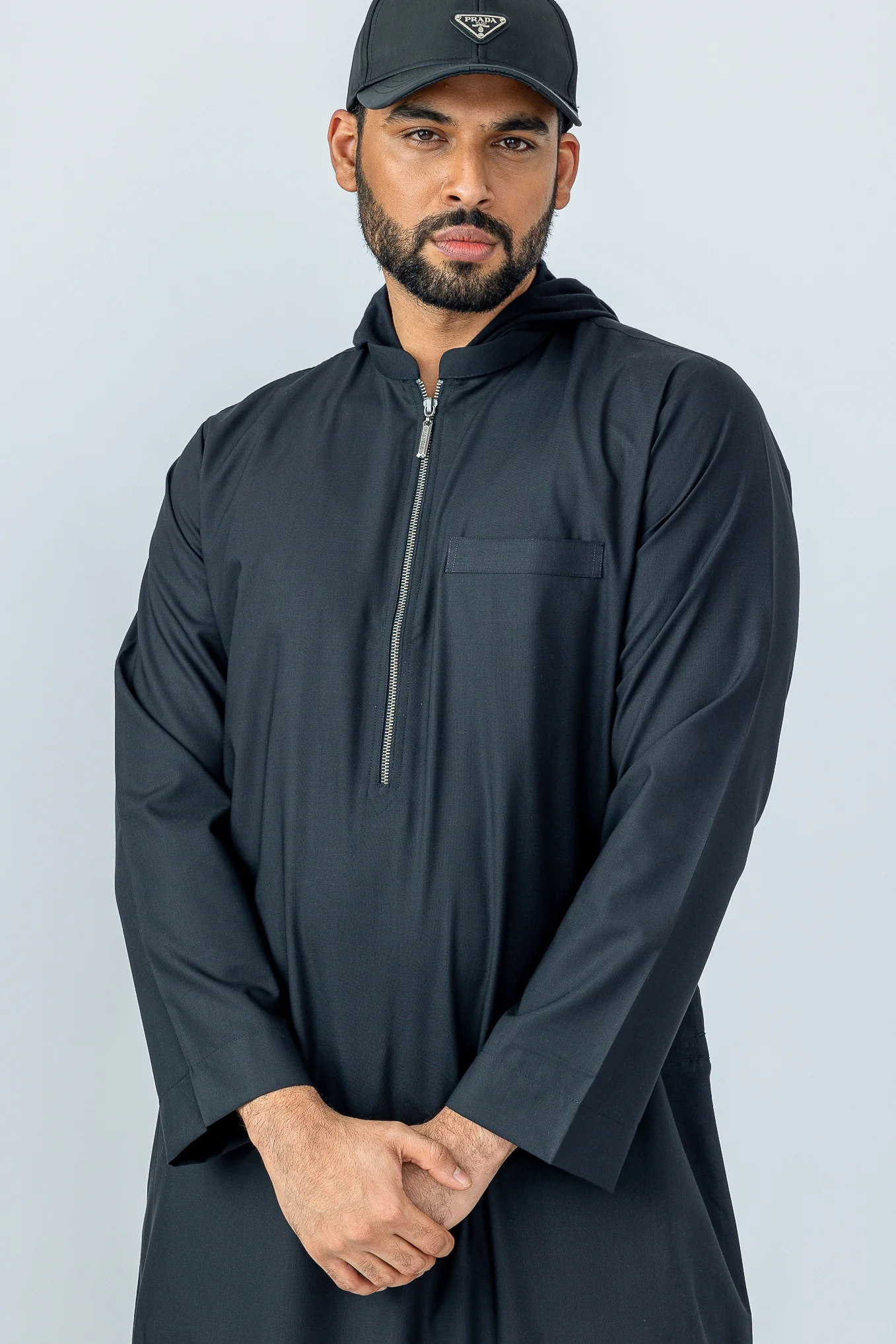 Black Urban Kids Hooded Thobe - Image 3