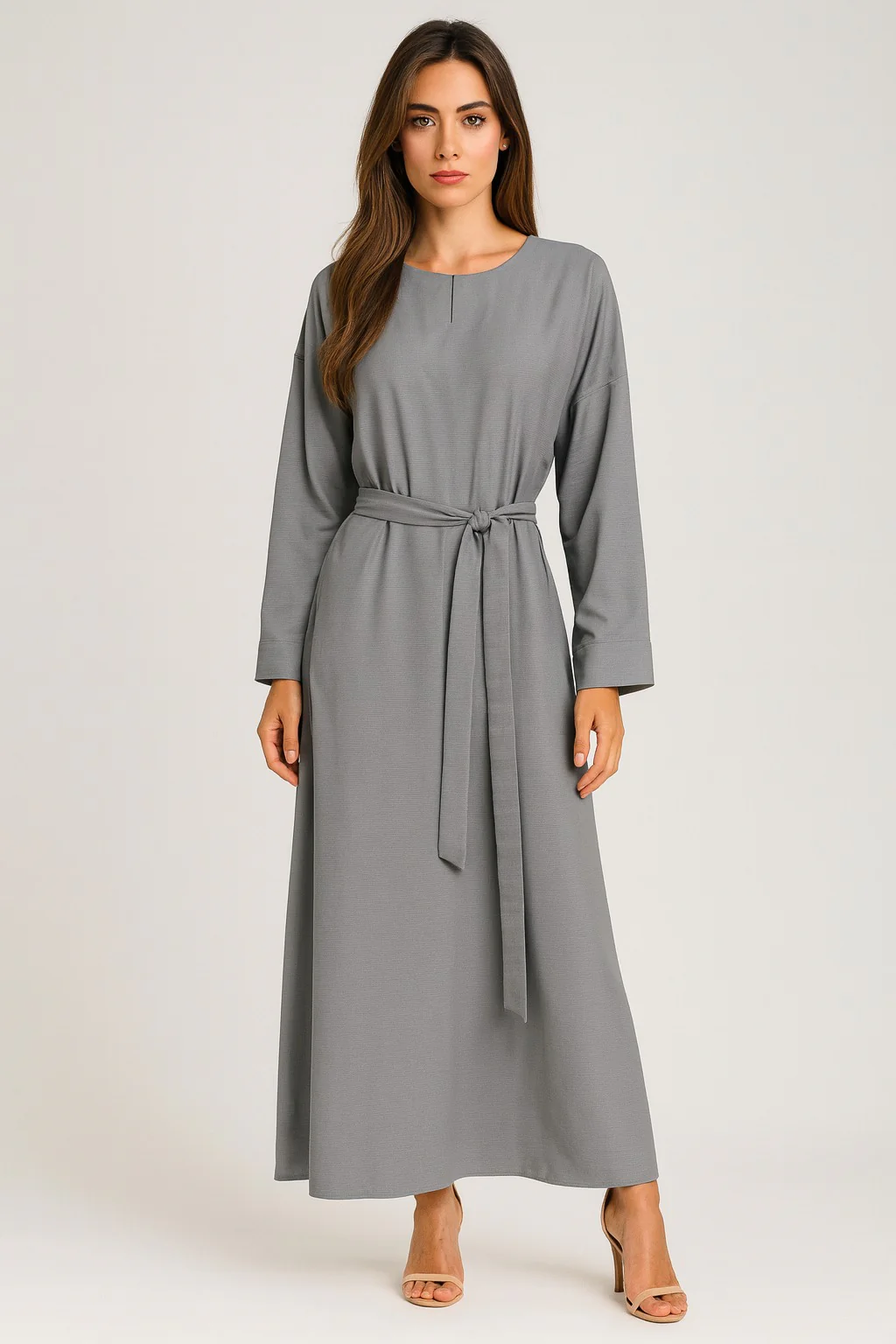 Charcoal Grey Classic Abaya - Image 2