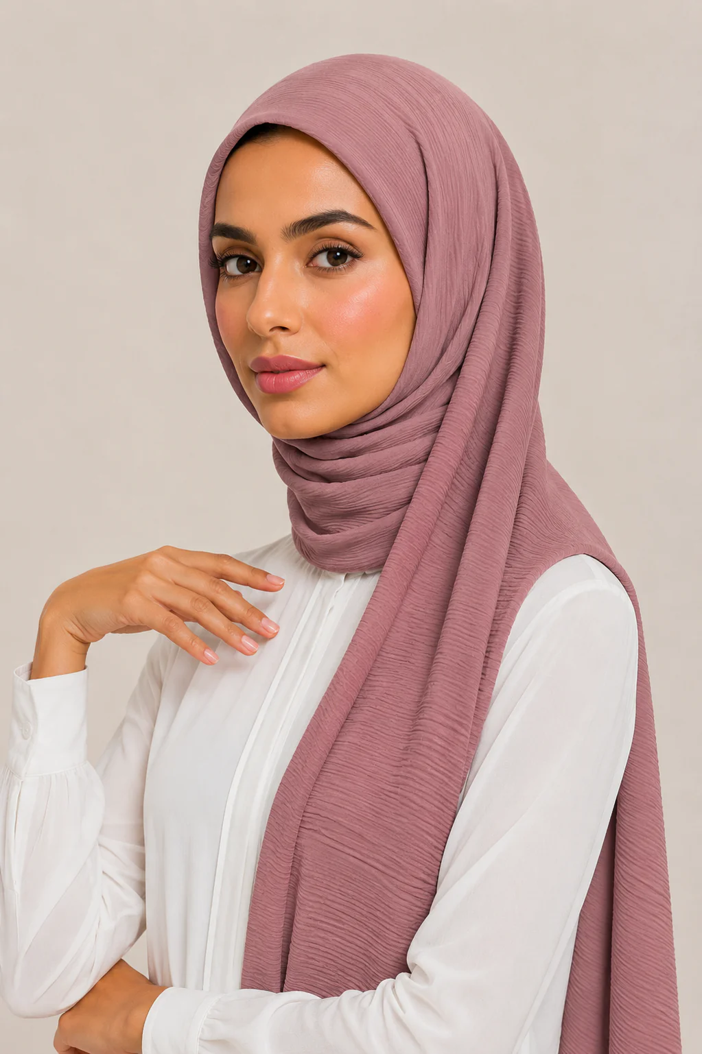 Crinkled Chiffon Scarf | Dusty Mauve Pink