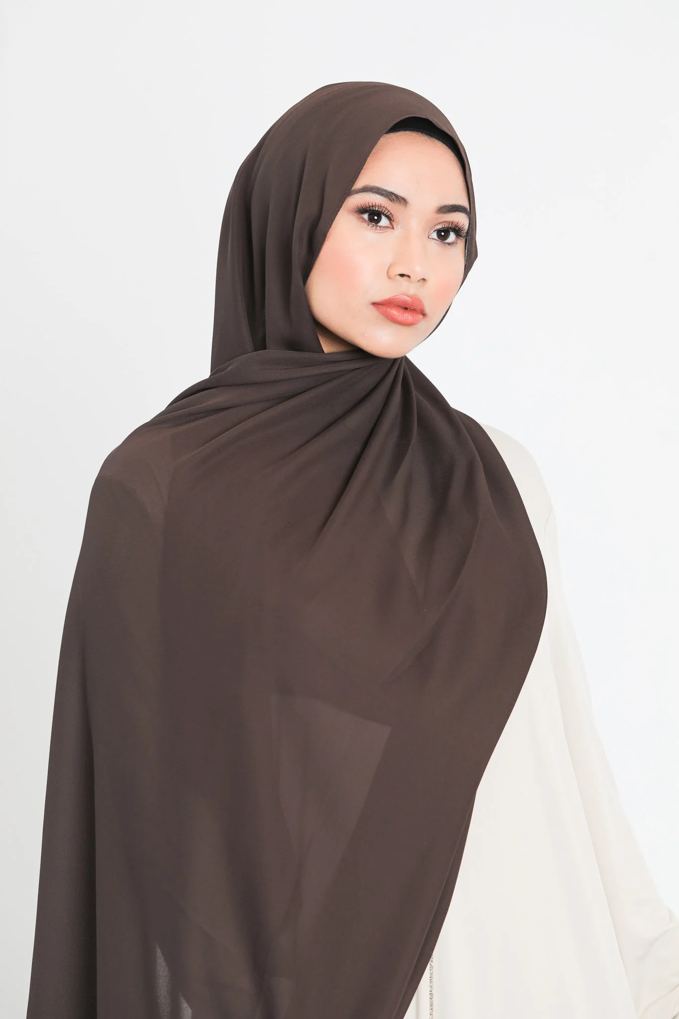 Chiffon Scarf | Dark Brown - Image 2