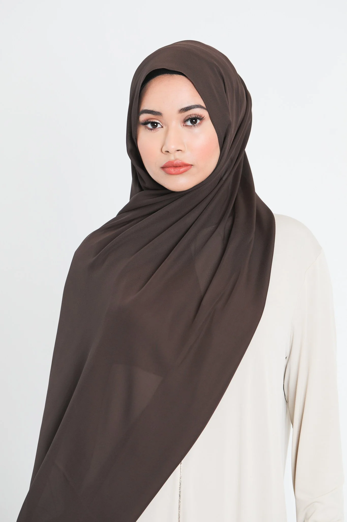 Chiffon Scarf | Dark Brown - Image 3