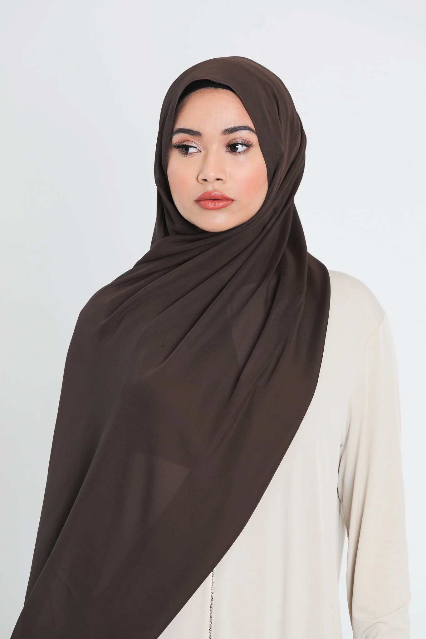 Chiffon Scarf | Dark Brown - Image 4