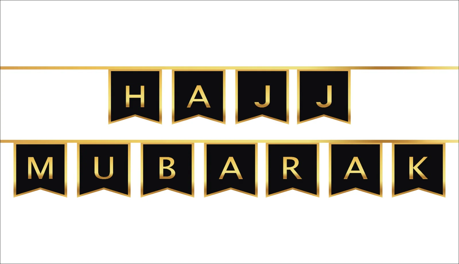 Gold Foil Hajj Mubarak Letter Bunting