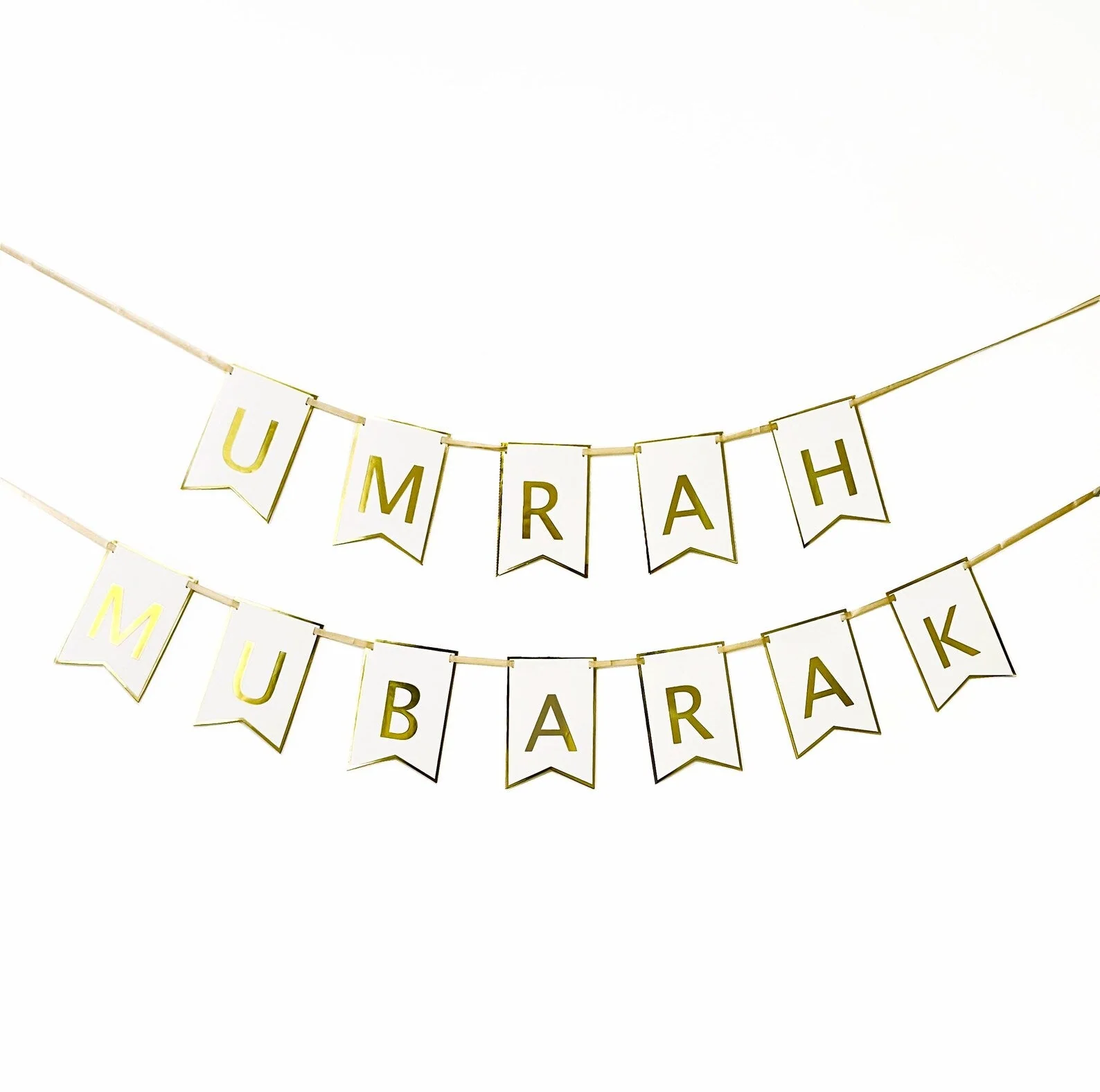 Gold Foil Umrah Mubarak Letter Bunting - Image 2