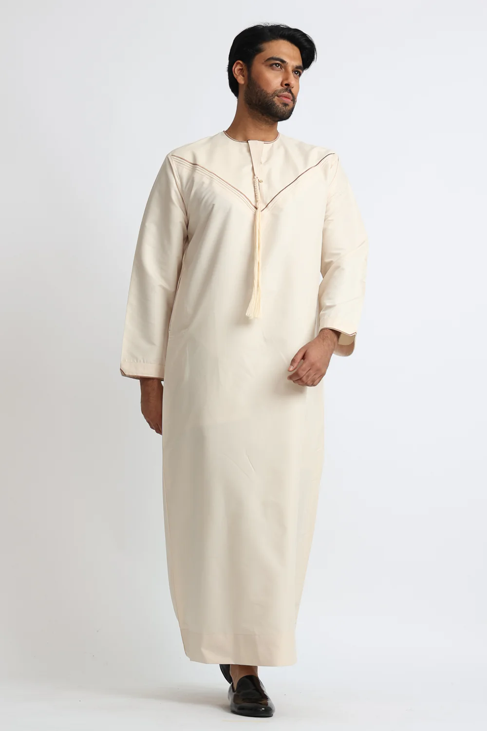 J101 Champagne Pleated Emirati Thobe - Image 4