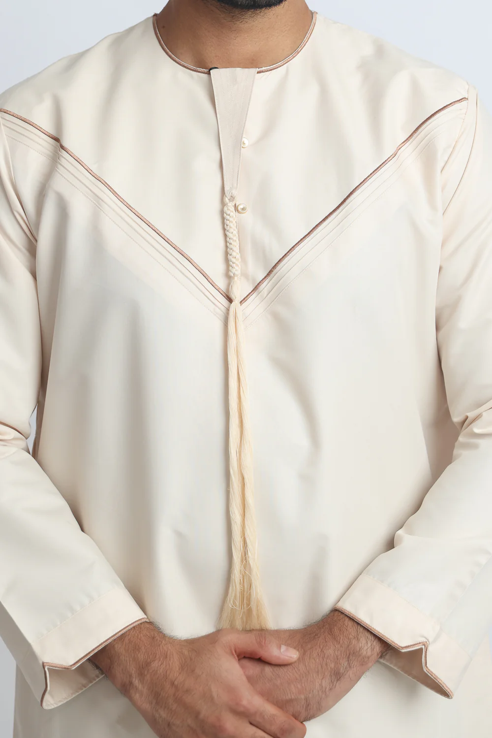 J101 Champagne Pleated Emirati Thobe - Image 6