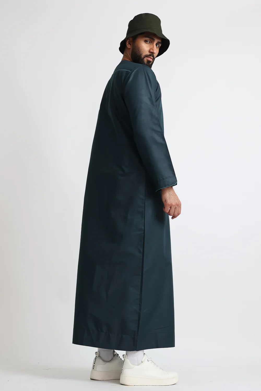 J101 Jungle Green Pleated Emirati Thobe - Image 3