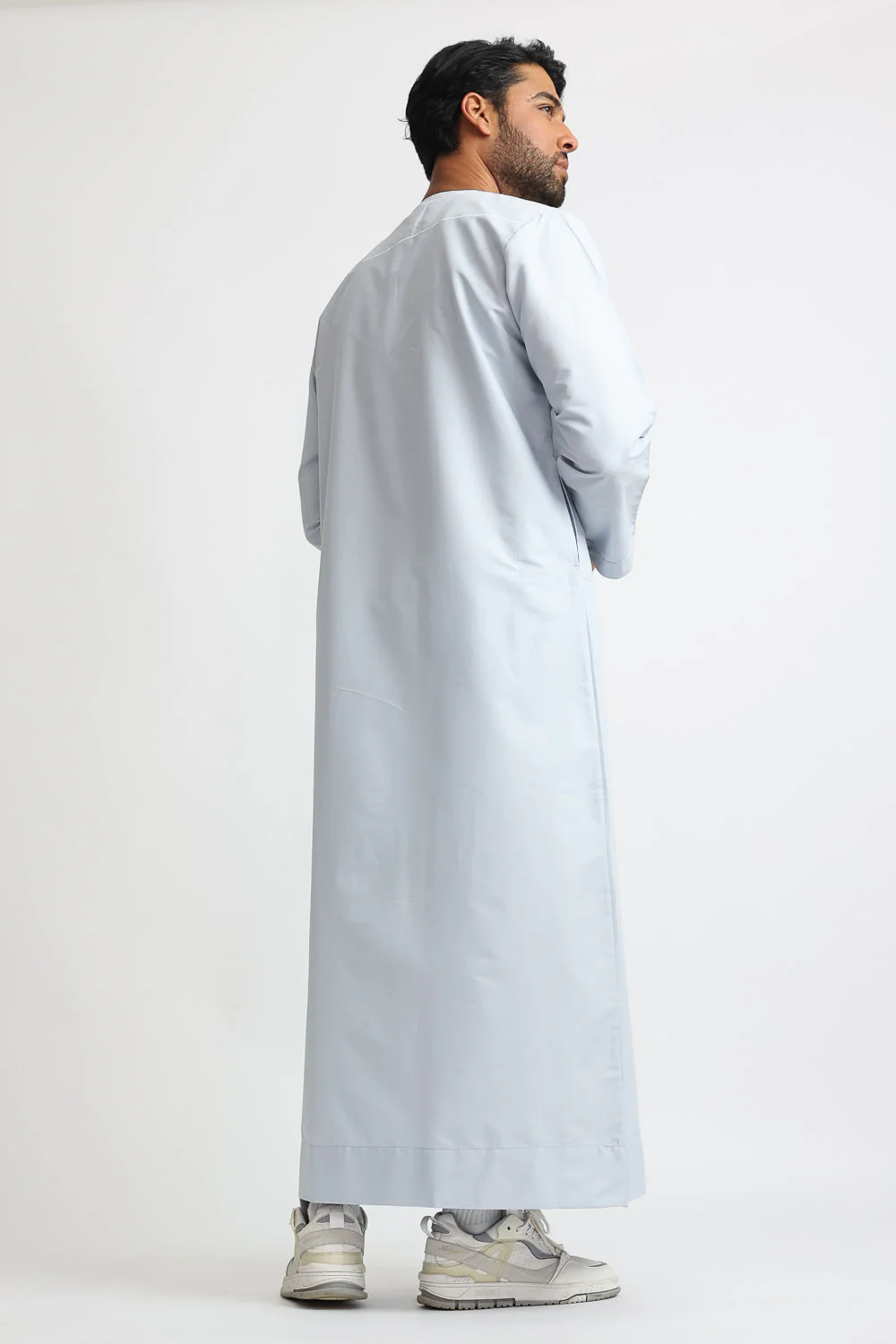 J101 Pale Blue Boys Pleated Emirati Thobe - Image 3