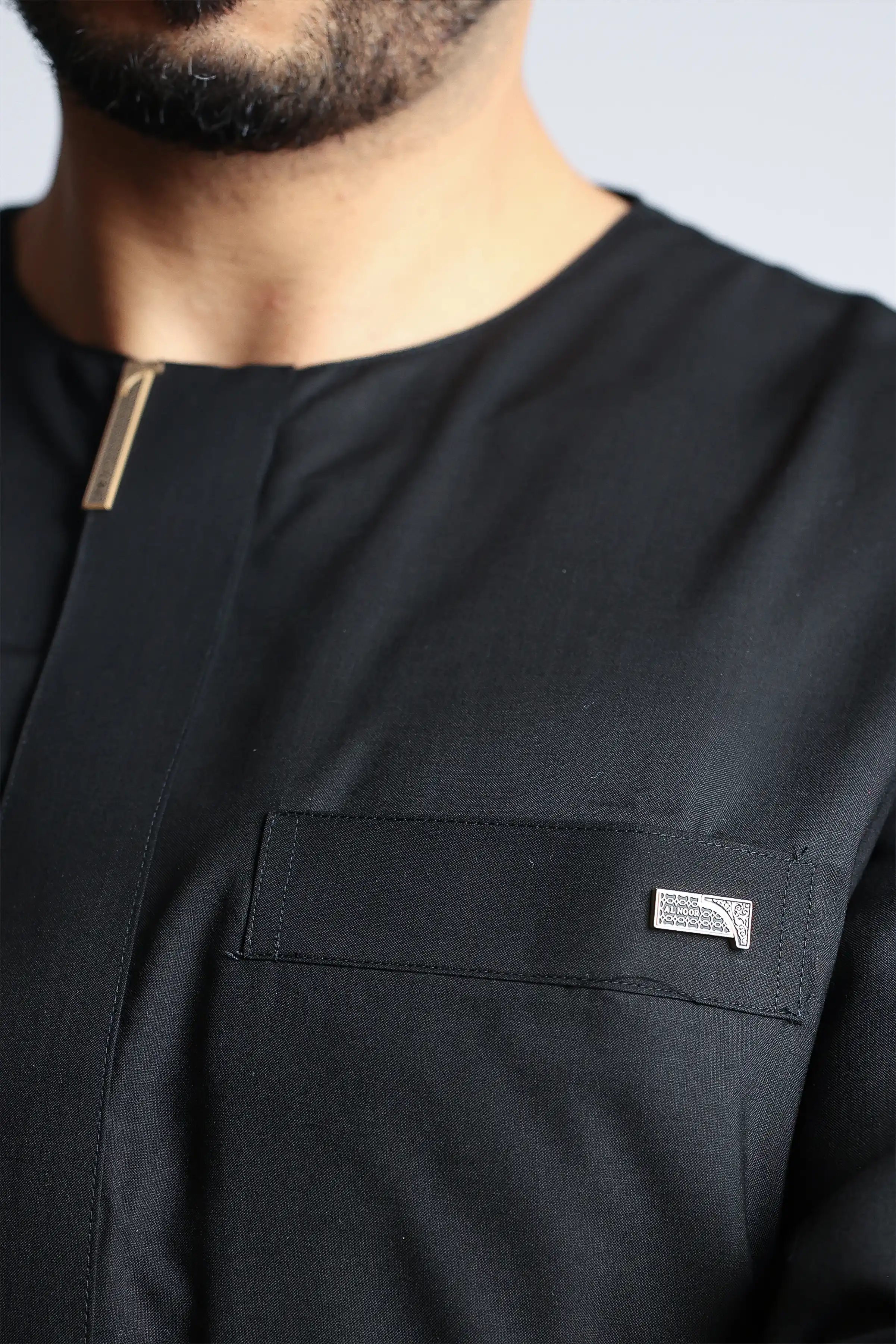 J108 Black|Gold Buckle Thobe - Image 8