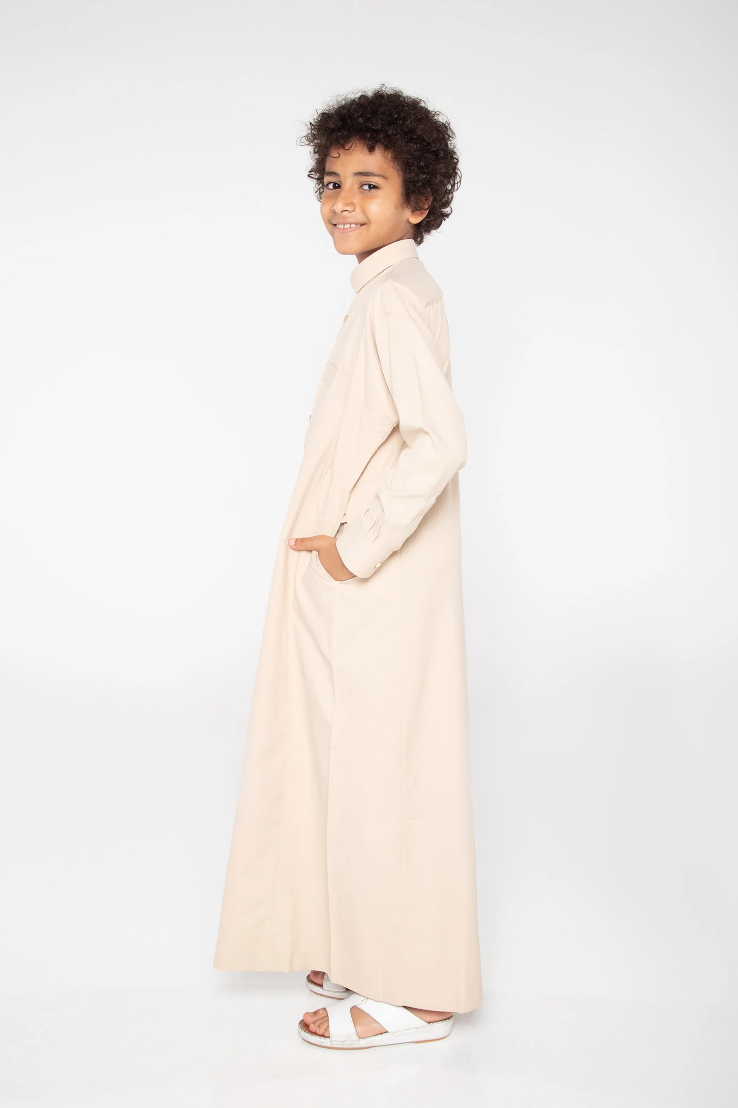 J109 Boys Cashmere Tuxedo Thobe - Image 3