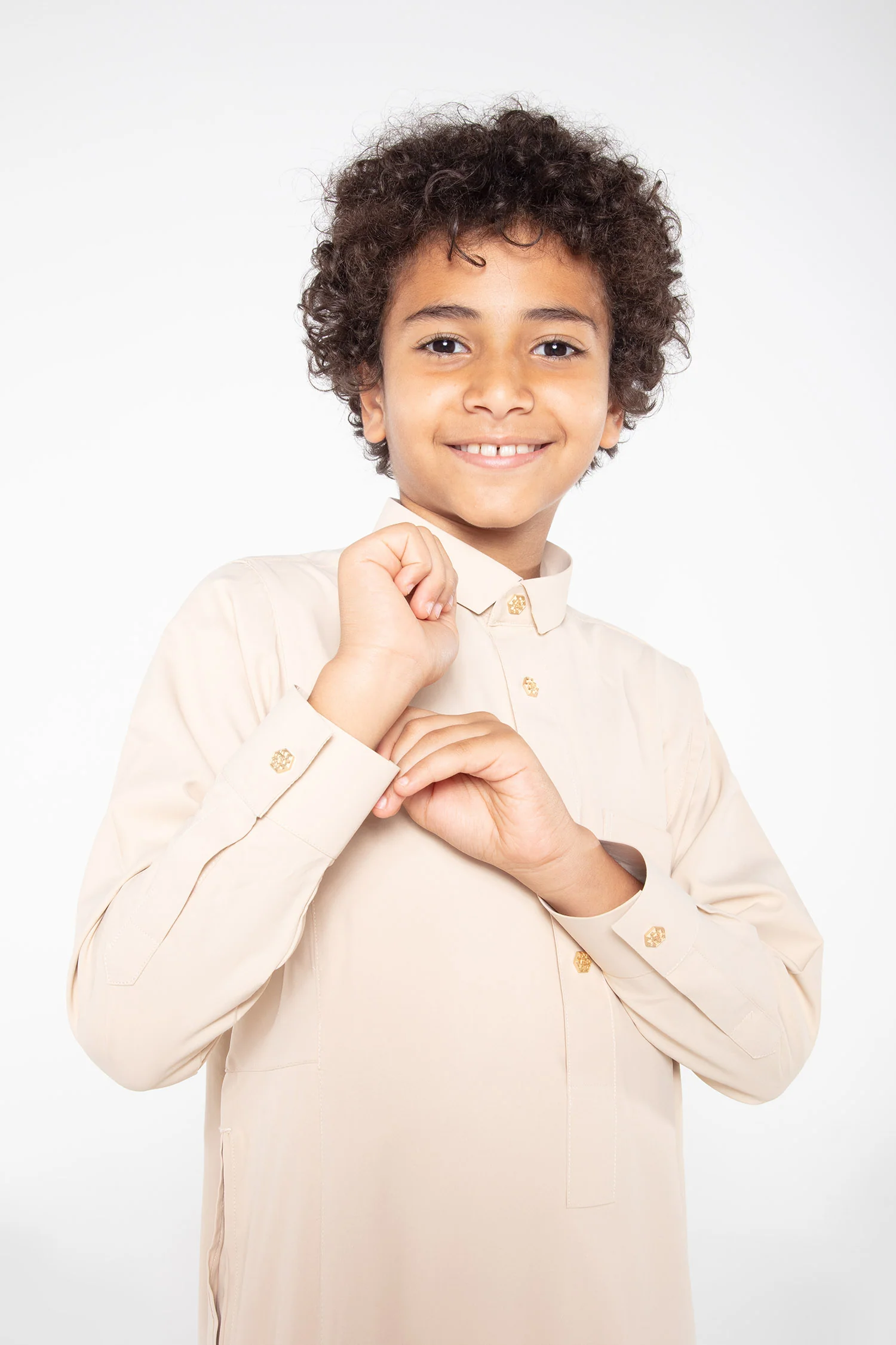 J109 Boys Cashmere Tuxedo Thobe - Image 5