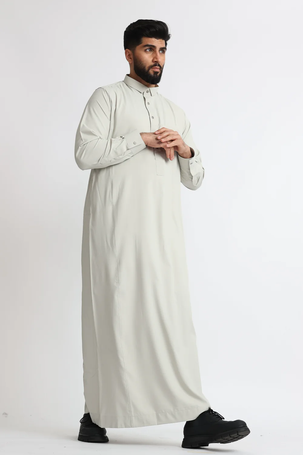 J109 Foggy Grey Tuxedo Thobe - Image 3