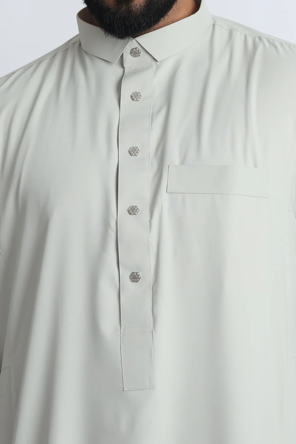 J109 Foggy Grey Tuxedo Thobe - Image 6