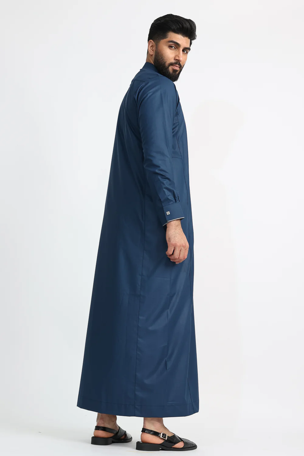 J113 Nile Blue Greek Pattern Thobe - Image 3