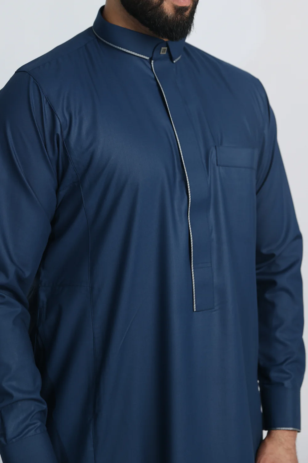 J113 Nile Blue Greek Pattern Thobe - Image 6