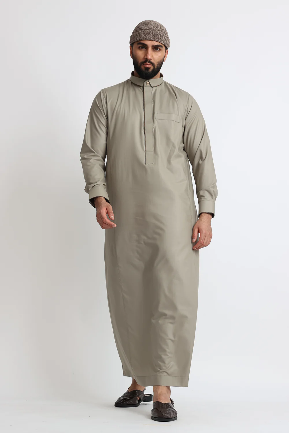 J113 Soft Amber Greek Pattern Thobe