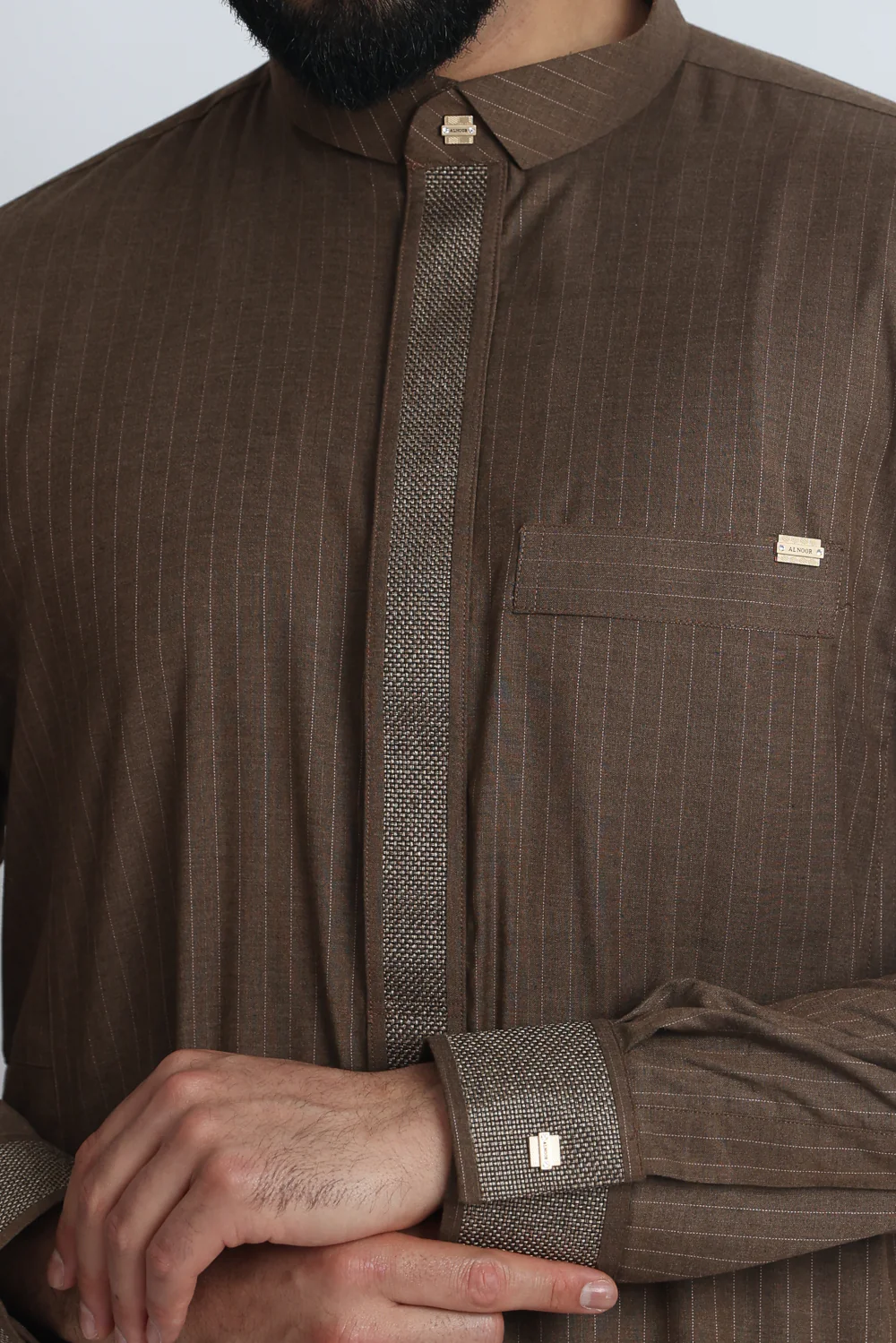 J118 Copper Pinstripe Thobe - Image 6