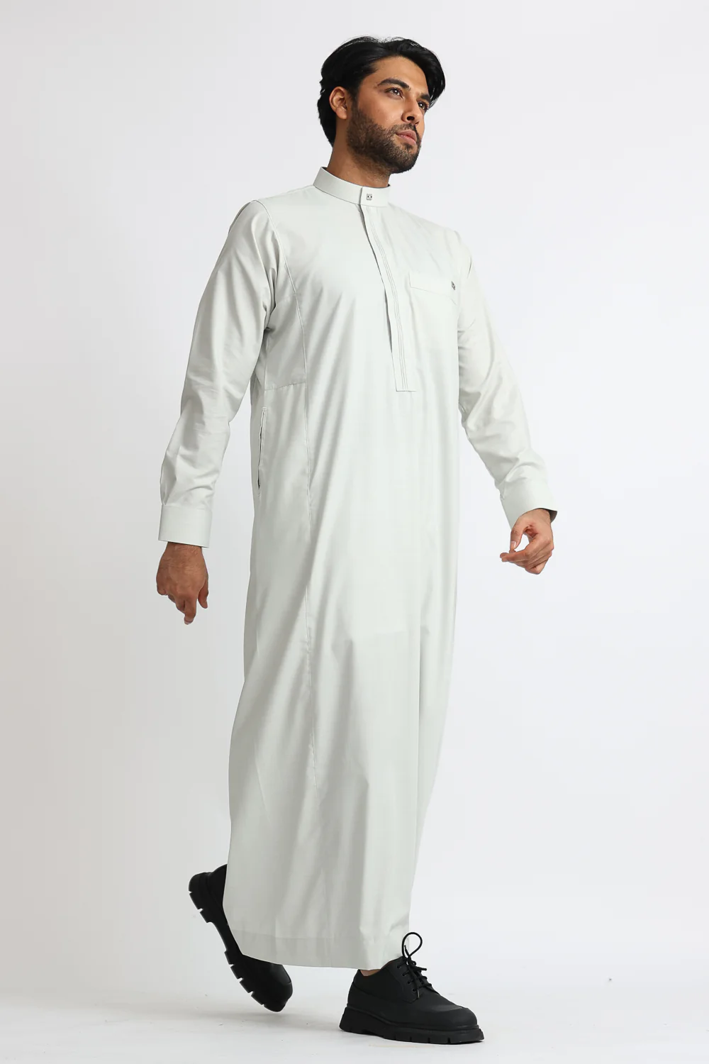 J119 Mystic Grey Collar Thobe - Image 2