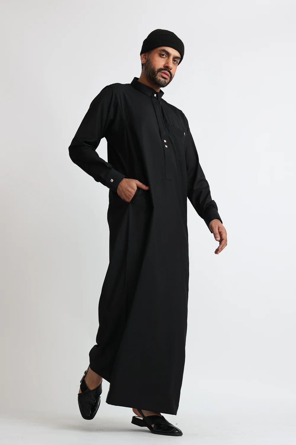 J129 Chaos Black Collar Thobe - Image 2