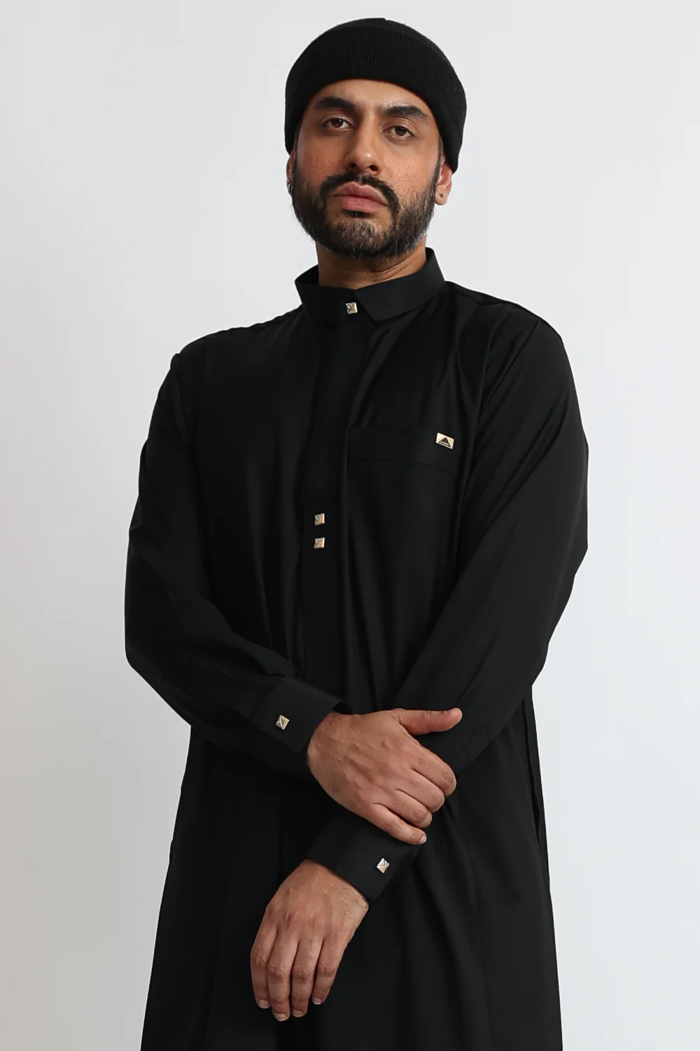 J129 Chaos Black Collar Thobe - Image 4