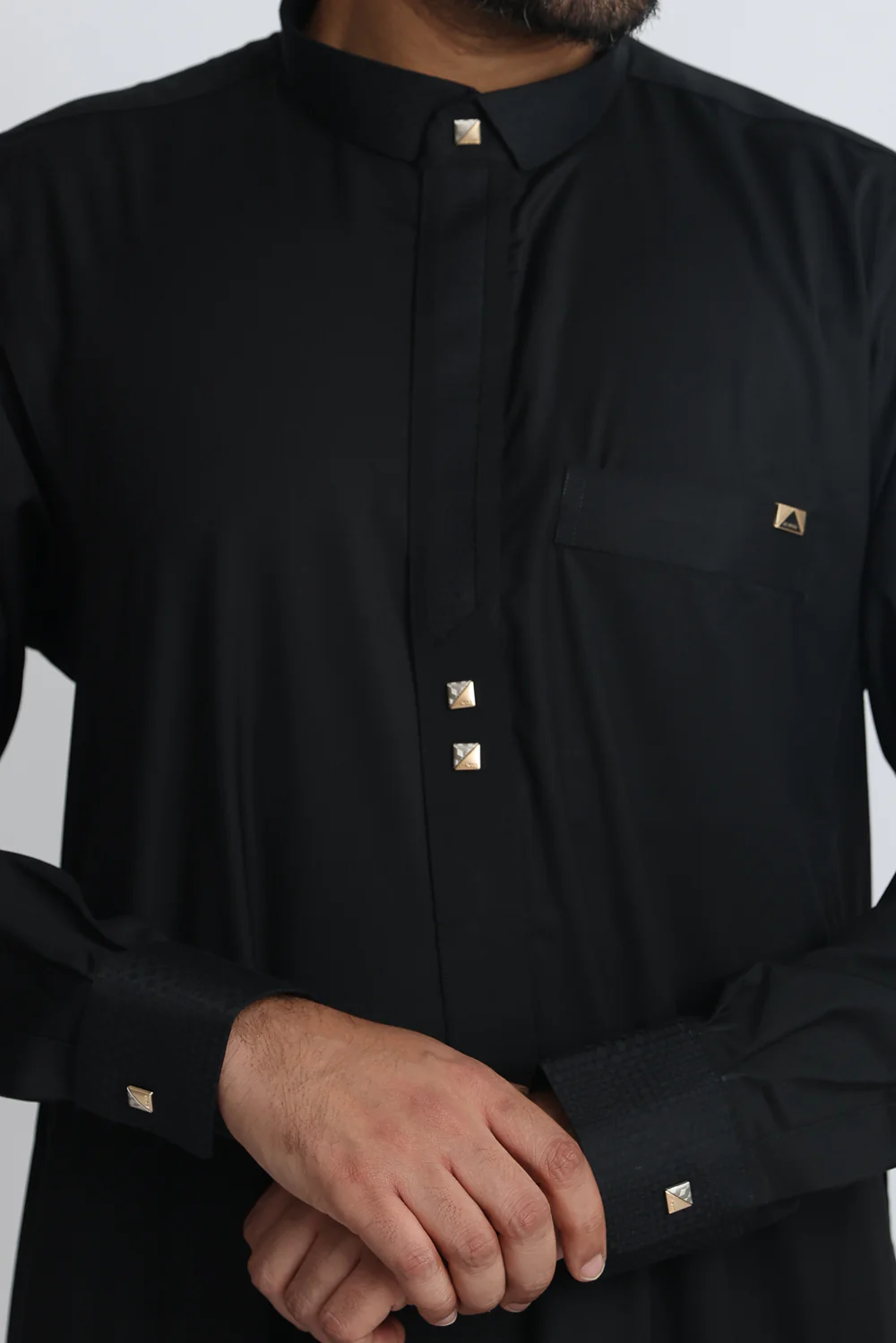 J129 Chaos Black Collar Thobe - Image 5