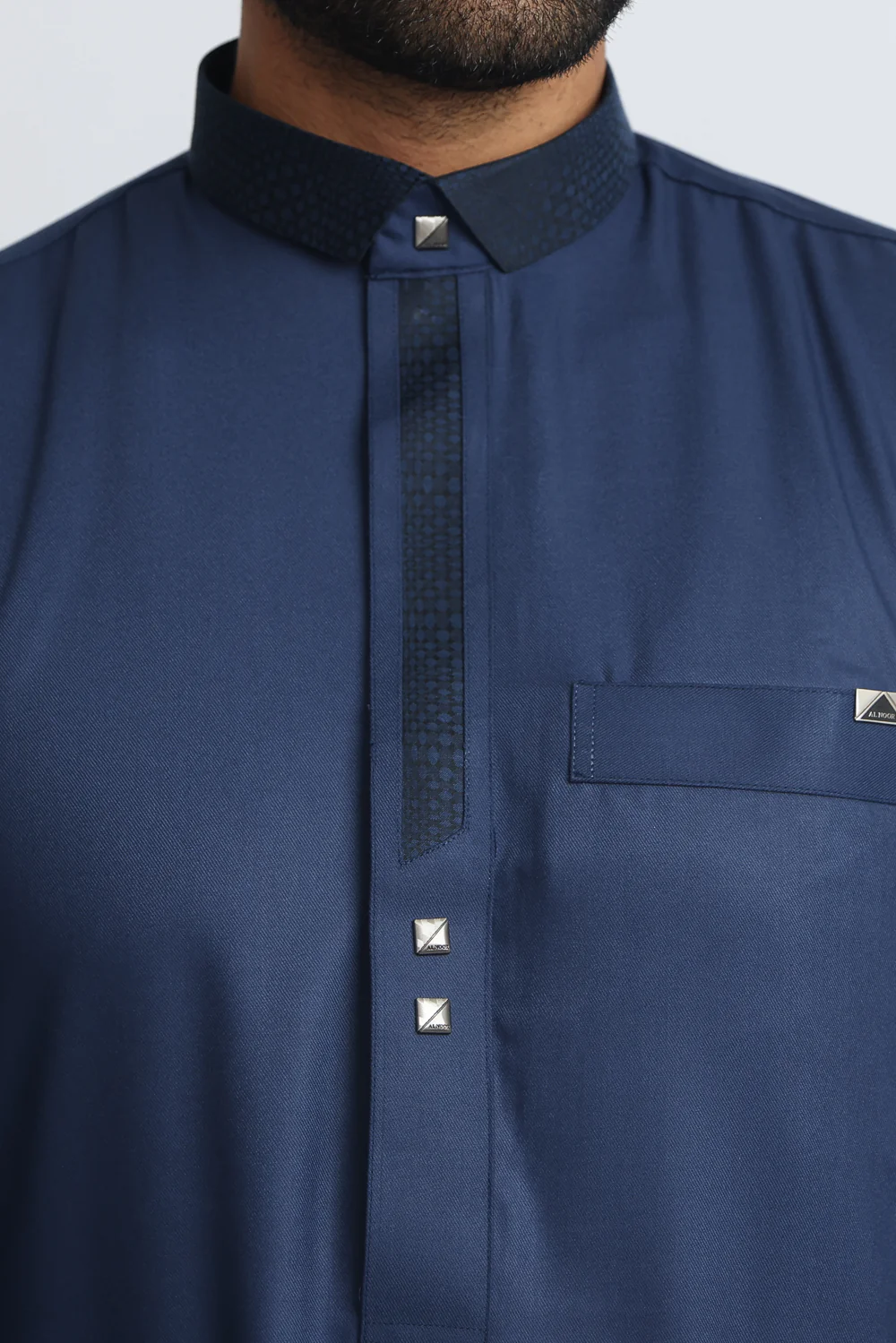 J129 Gulf Blue Collar Thobe - Image 5
