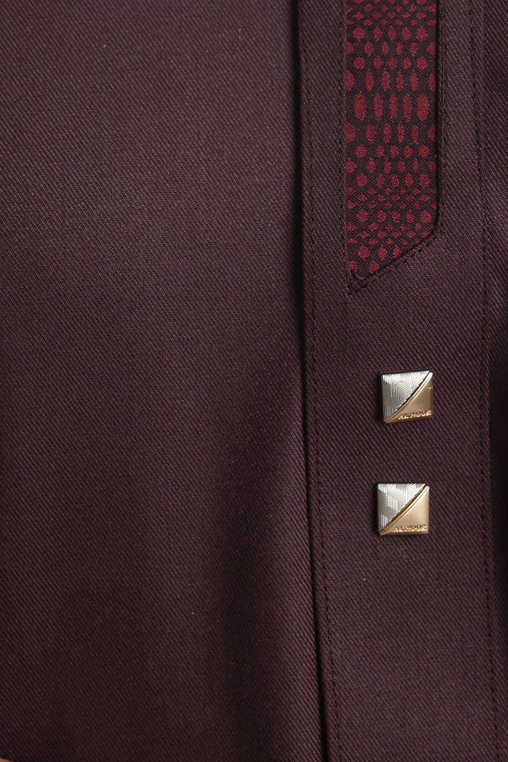 J129 Old Burgundy Collar Thobe - Image 7
