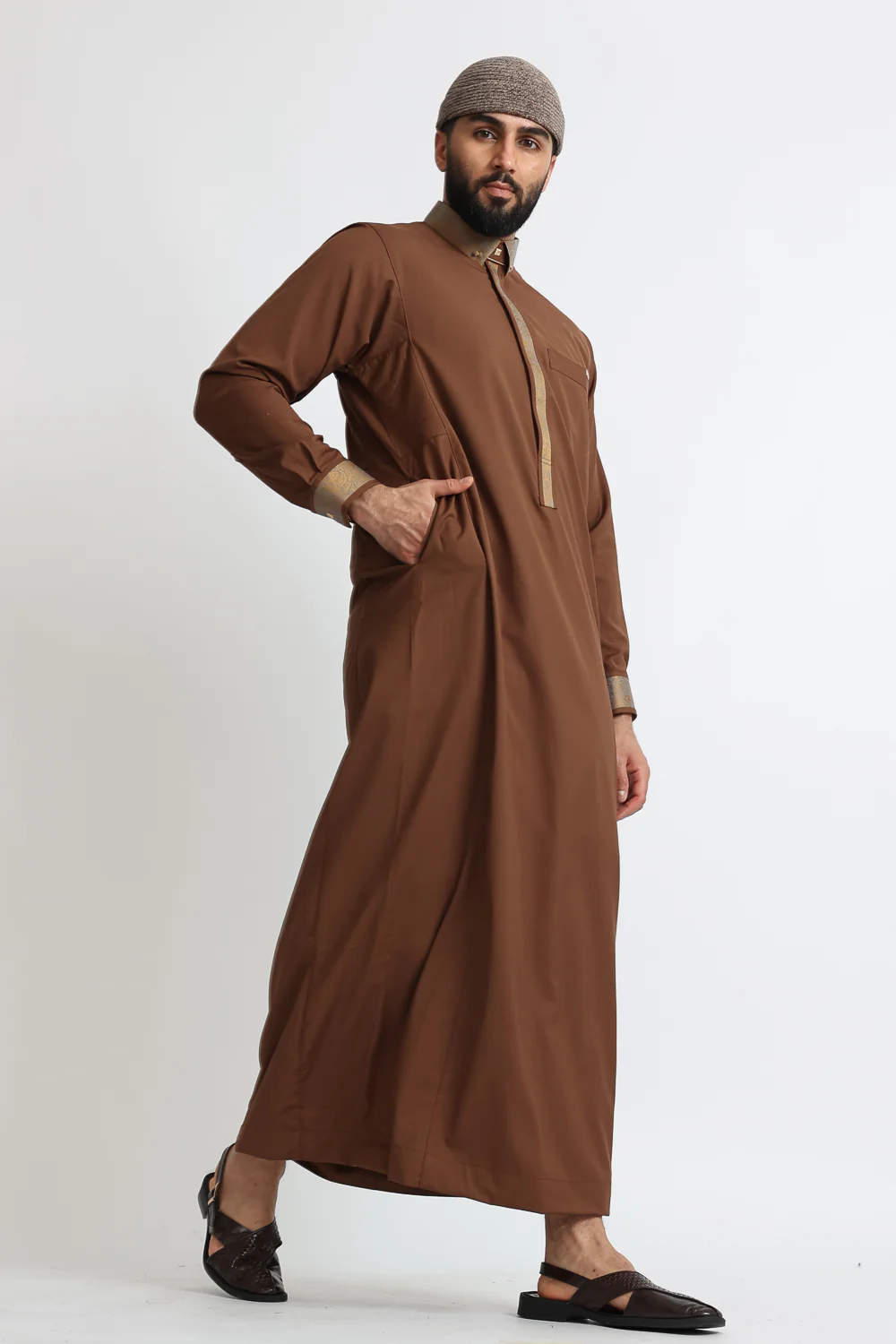 J130 Crater Brown Premium Thobe - Image 2