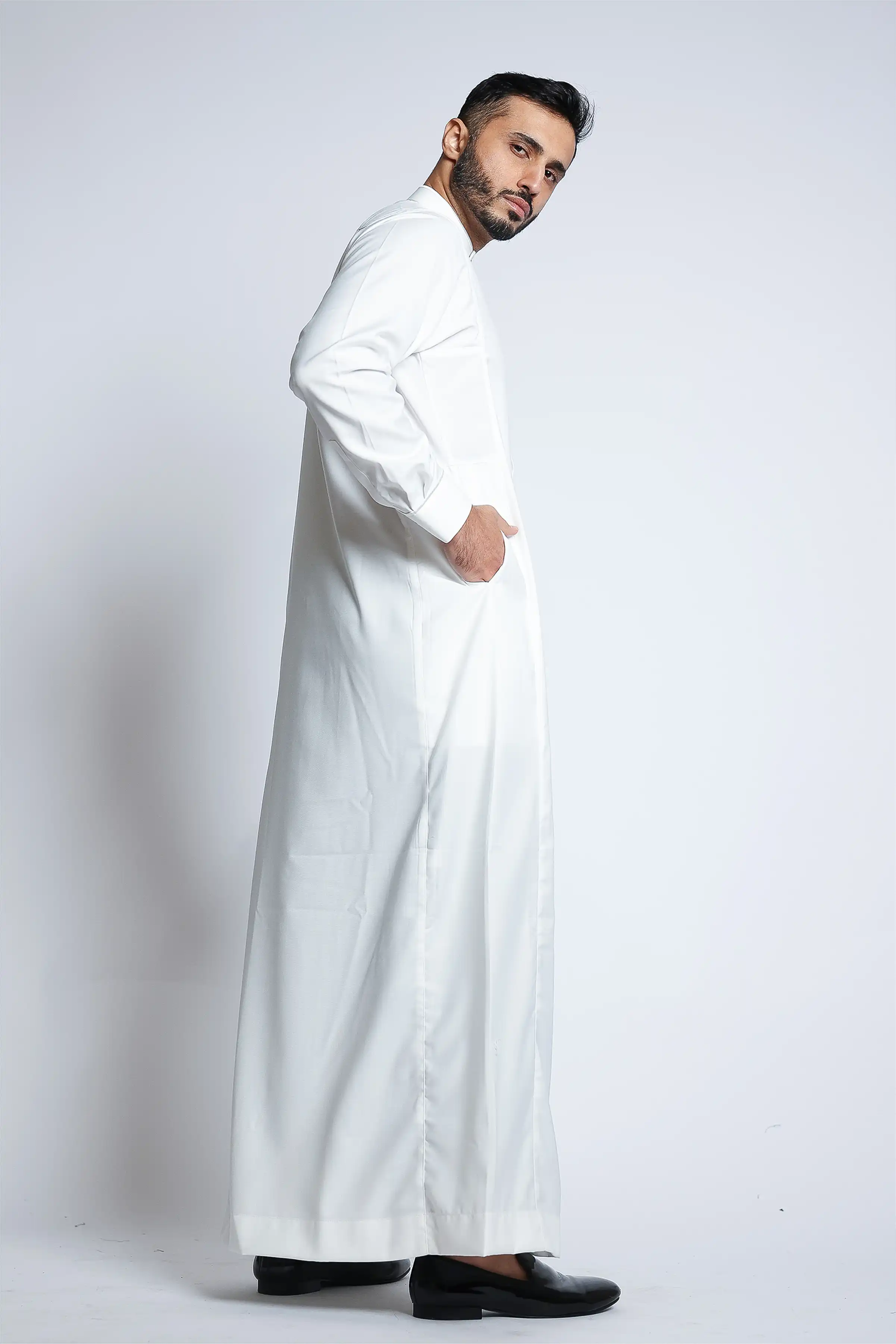 J132 Cream Embroidery Thobe - Image 3