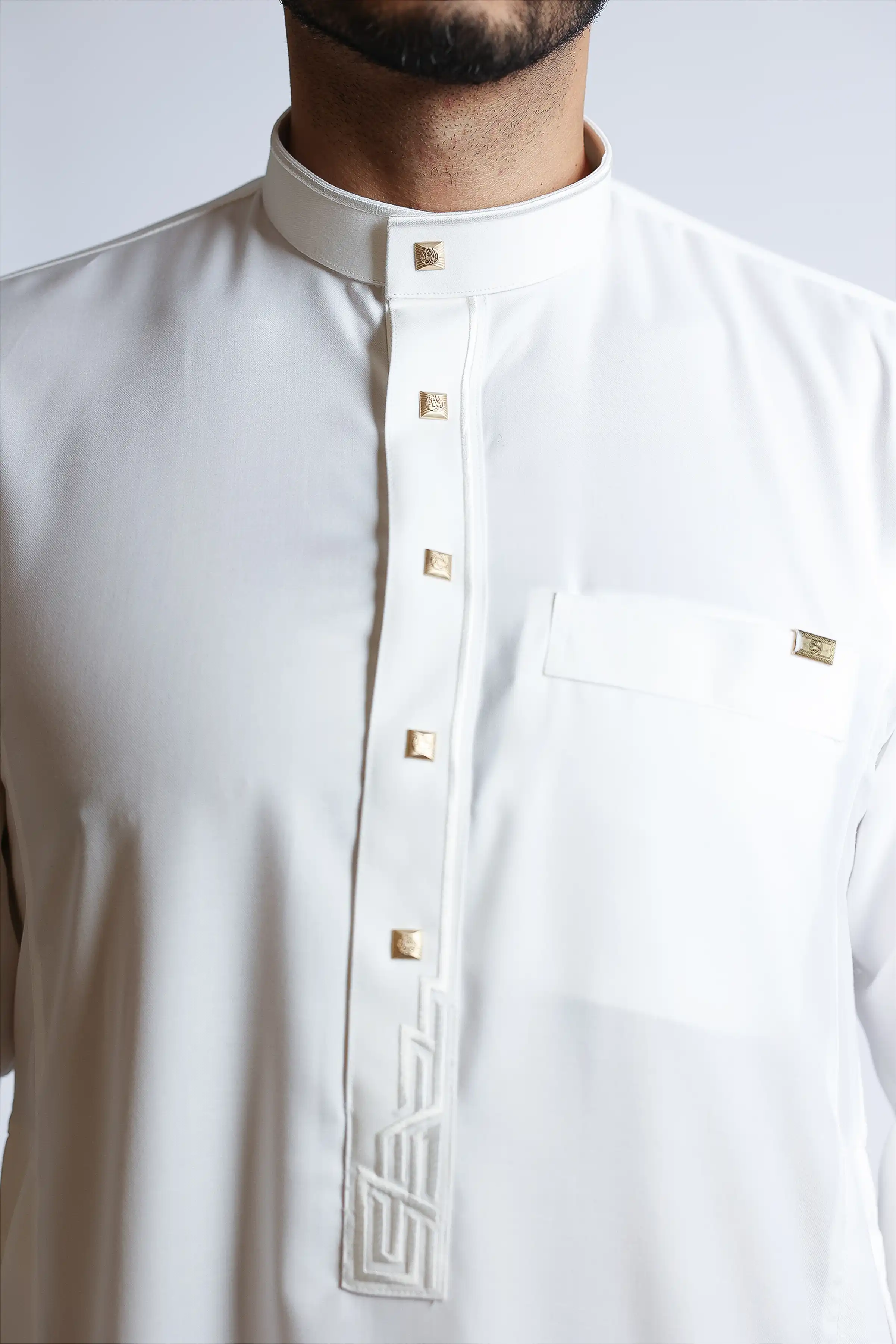 J132 Cream Embroidery Thobe - Image 5
