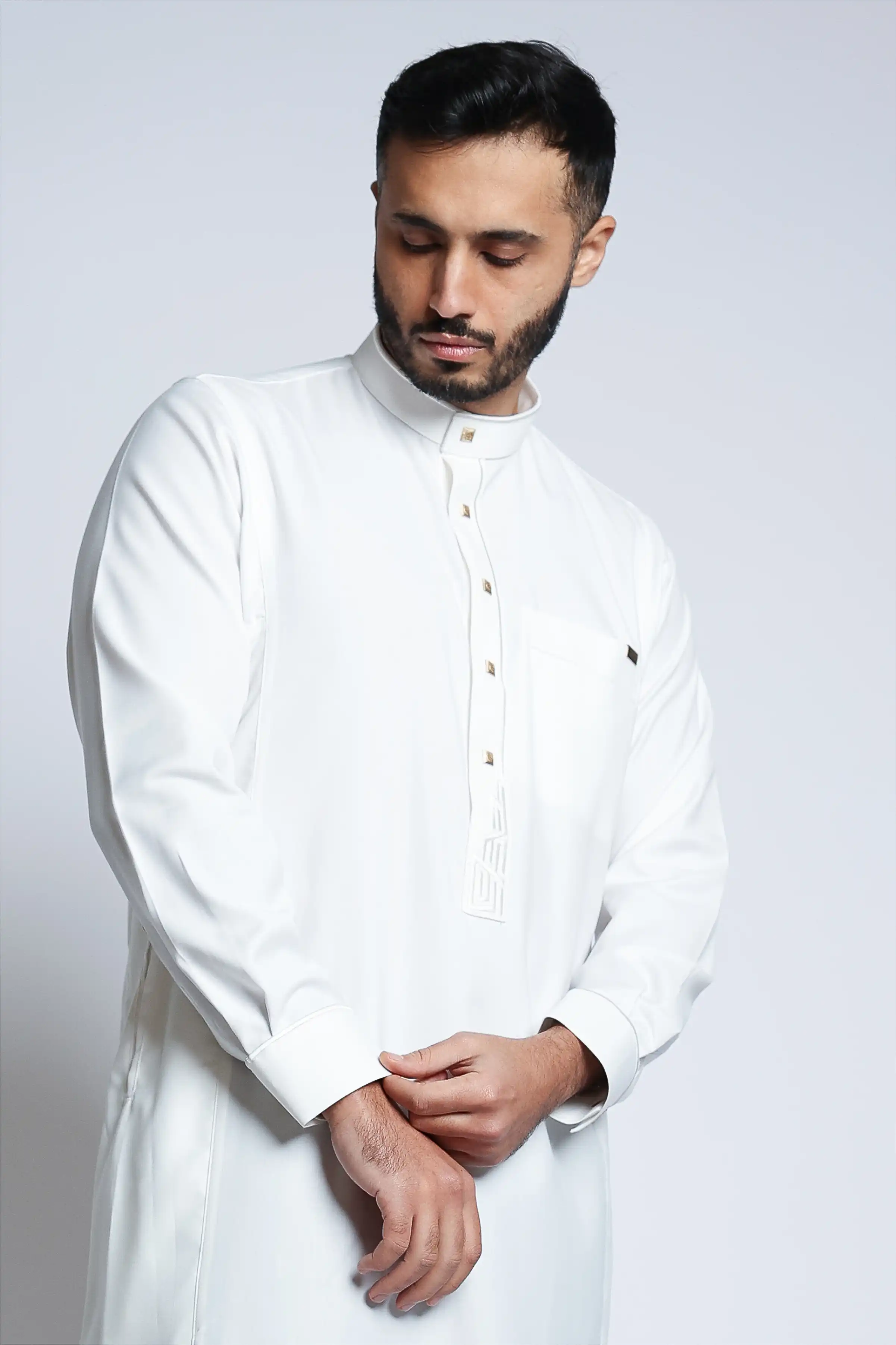 J132 Cream Embroidery Thobe - Image 7