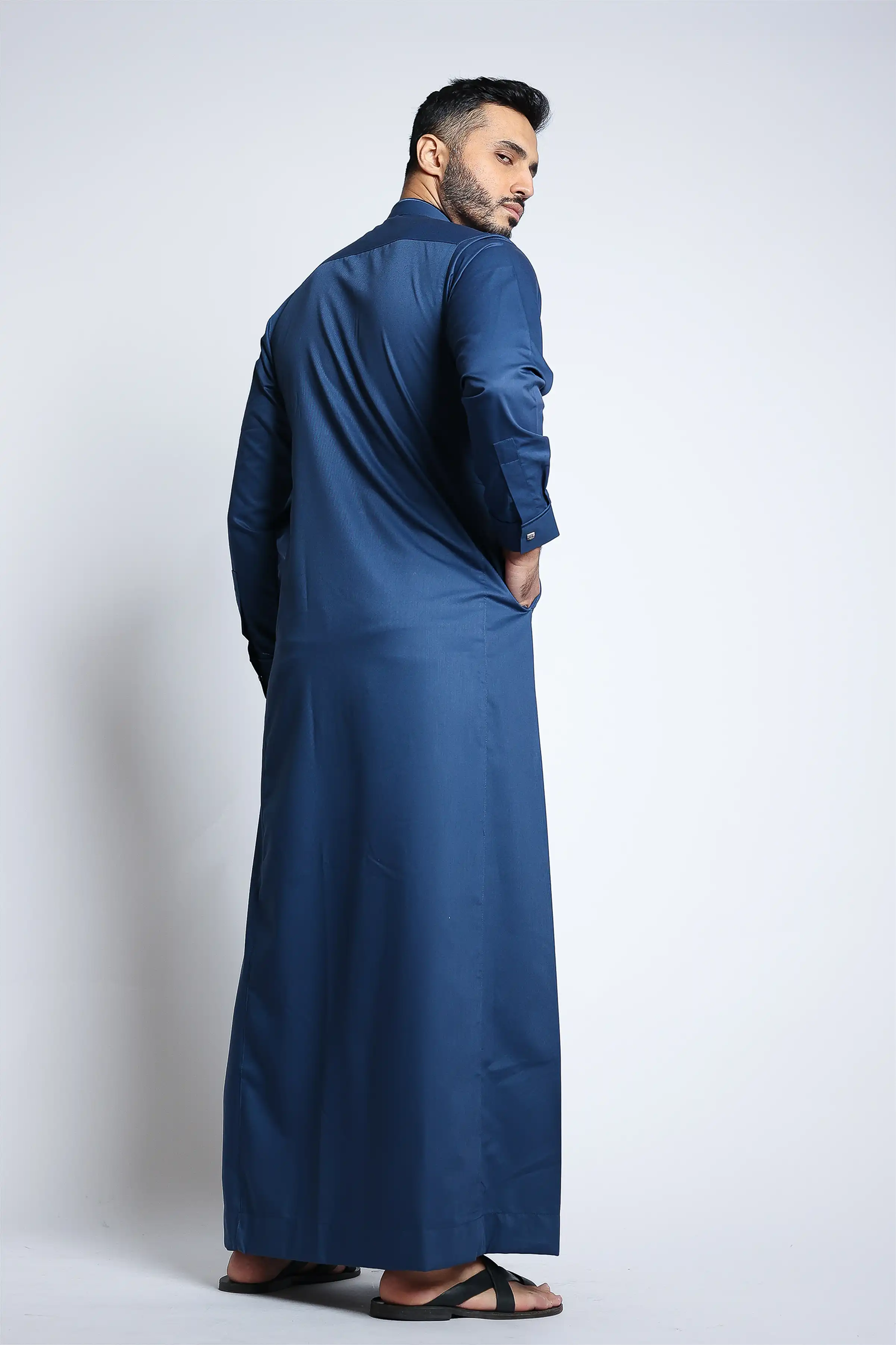 J132 Navy Embroidery Thobe - Image 2