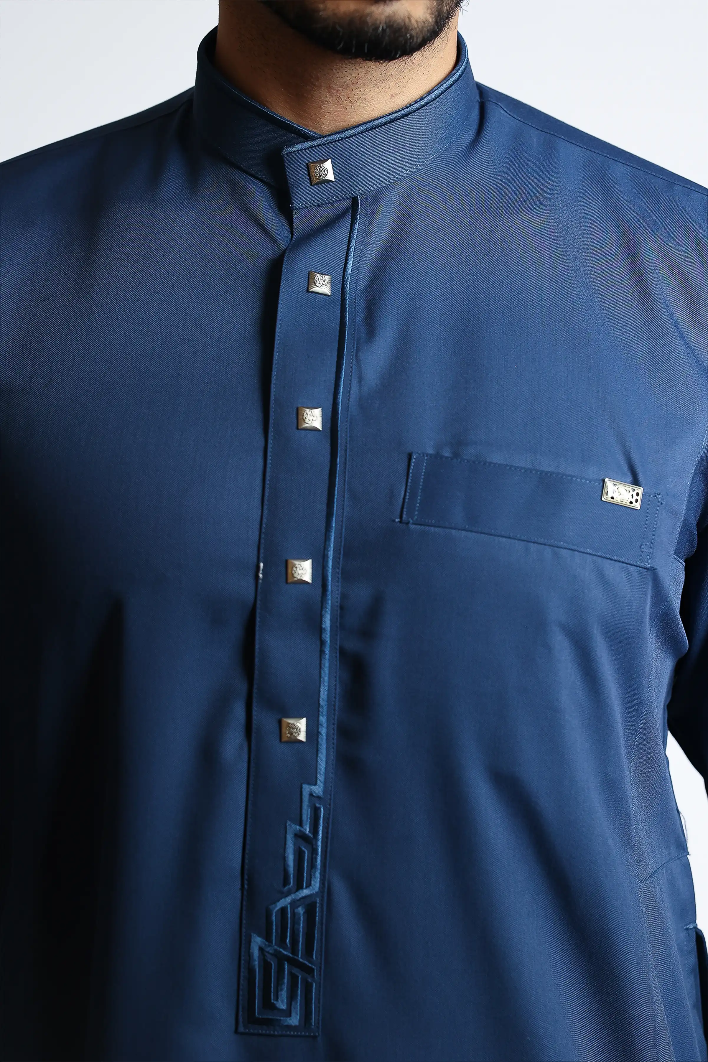 J132 Navy Embroidery Thobe - Image 4