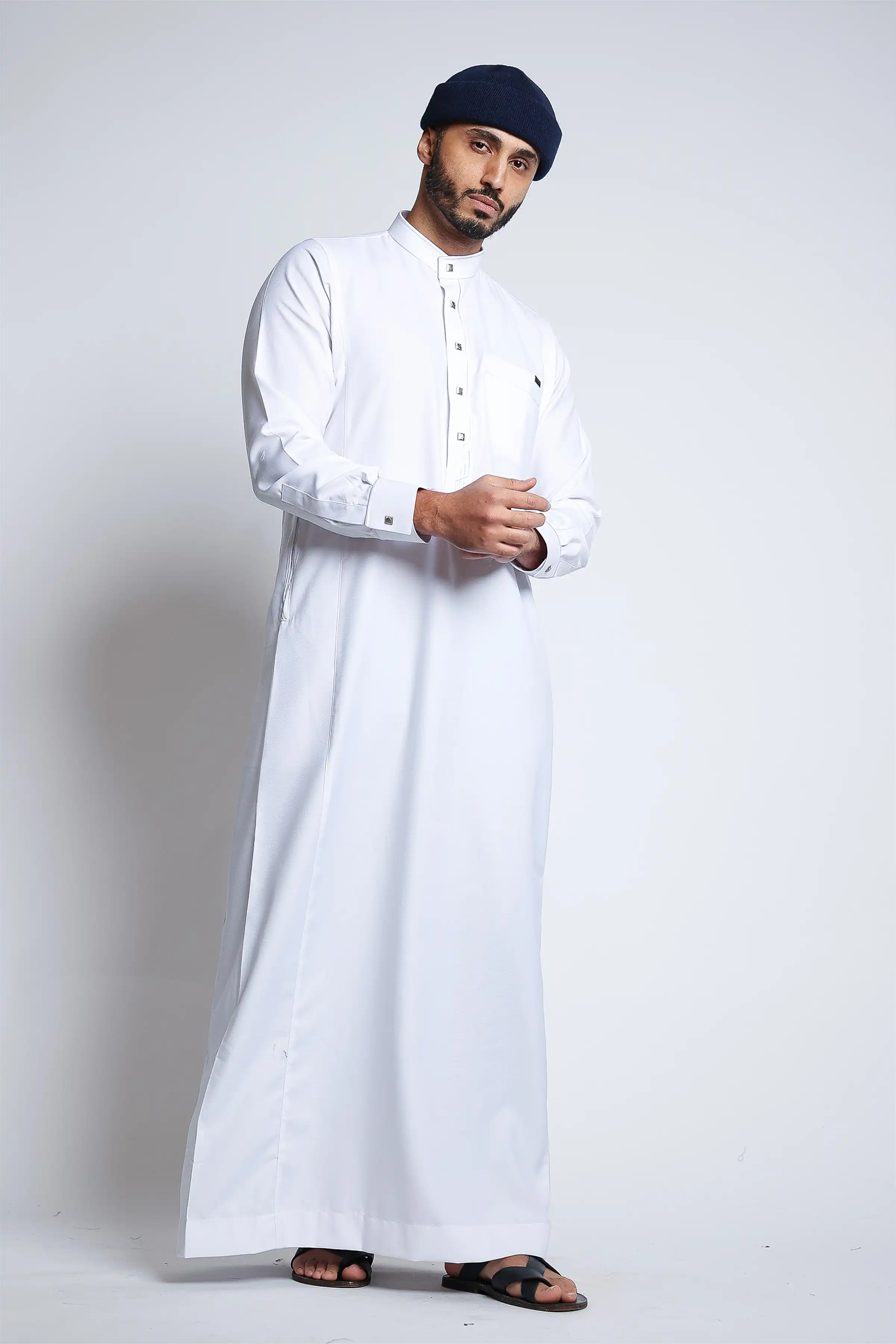 J132 White Embroidery Thobe - Image 2