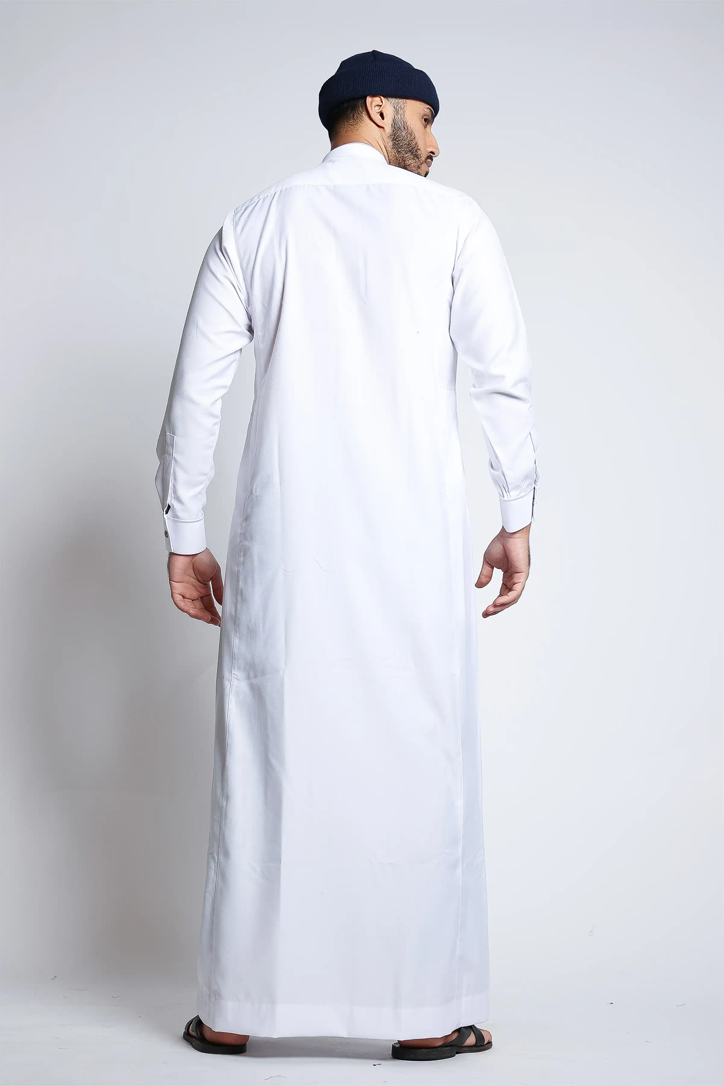 J132 White Embroidery Thobe - Image 3