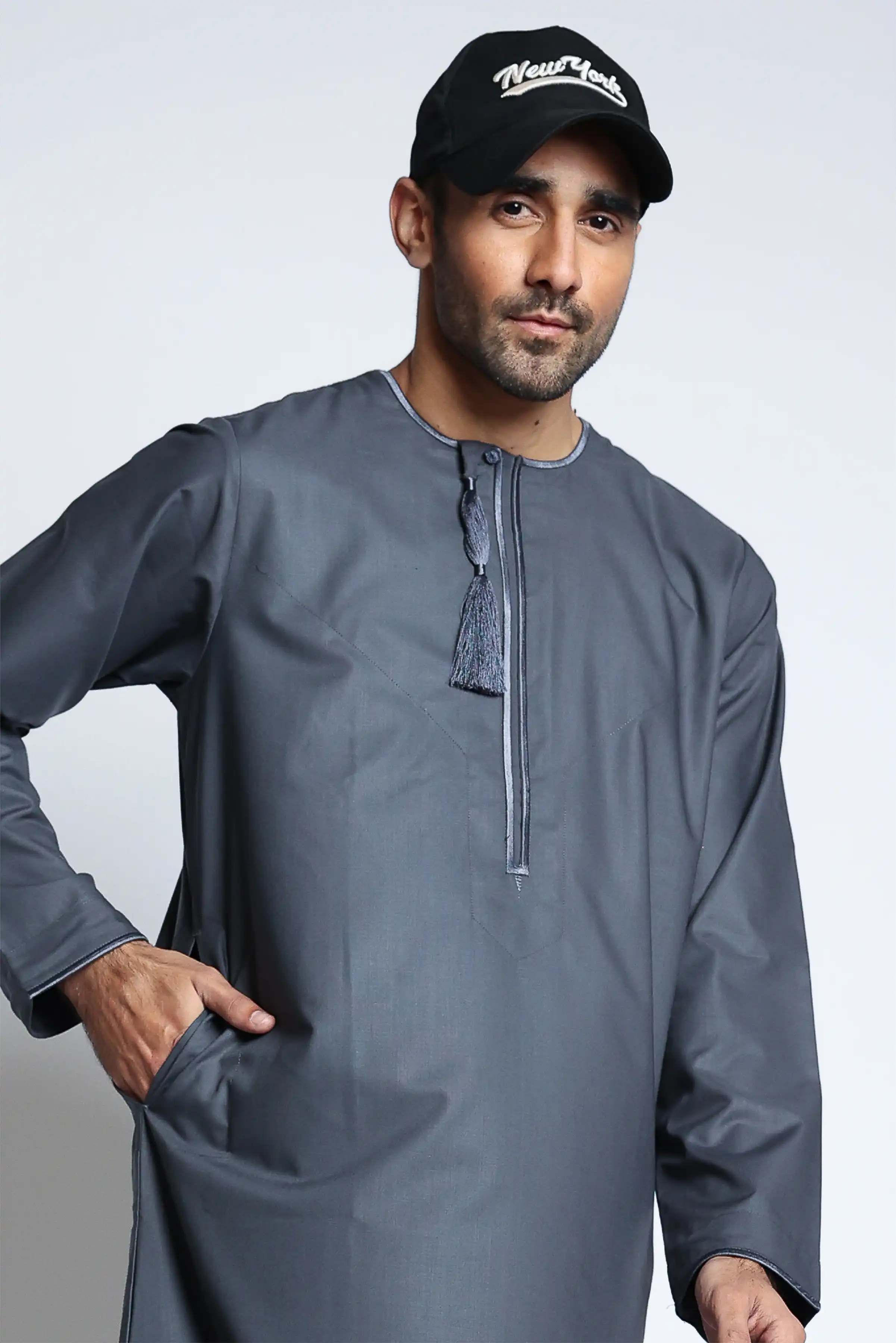 J143 Carbon Grey Habeel Thobe - Image 4
