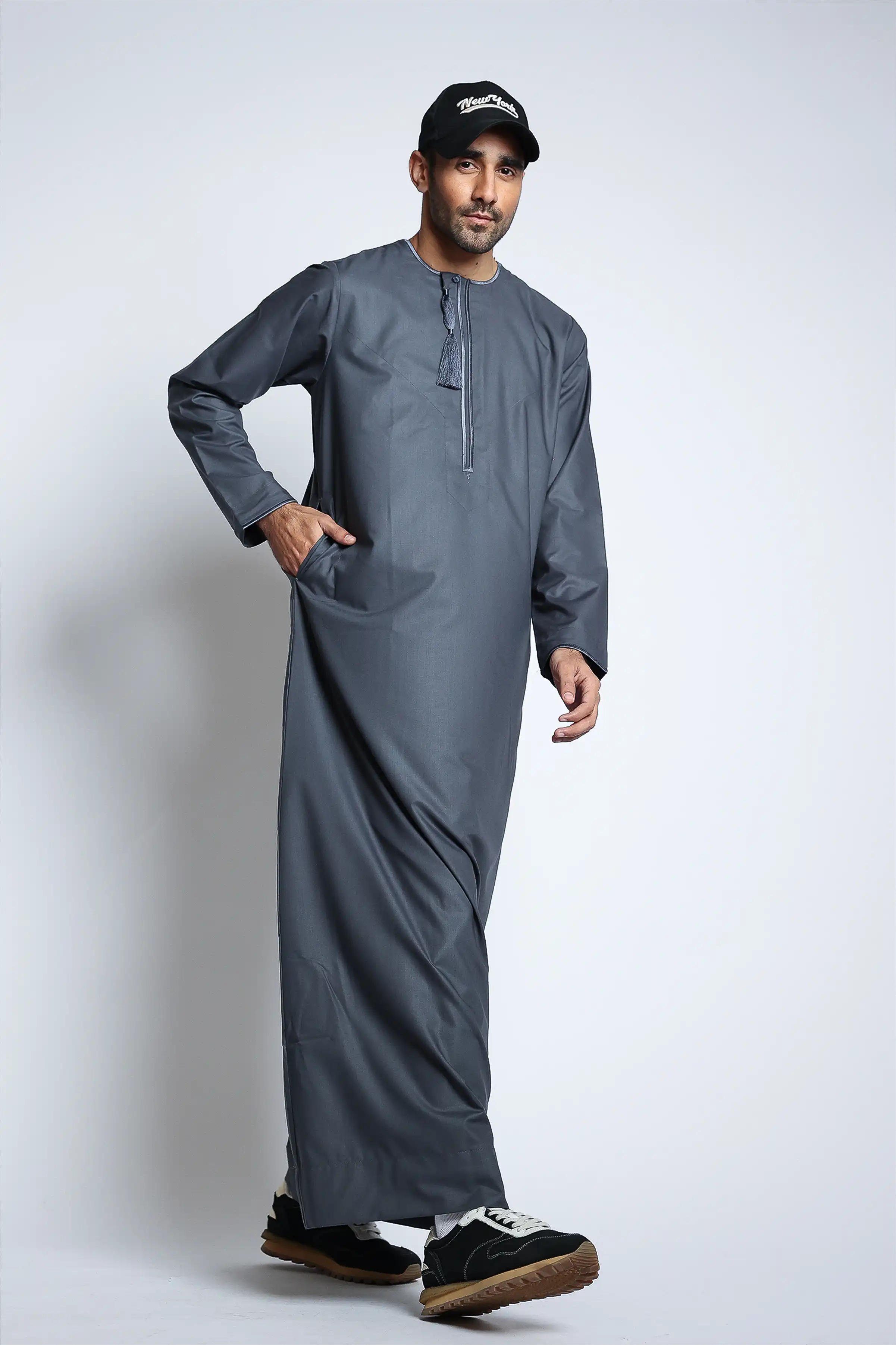 J143 Carbon Grey Habeel Thobe - Image 5