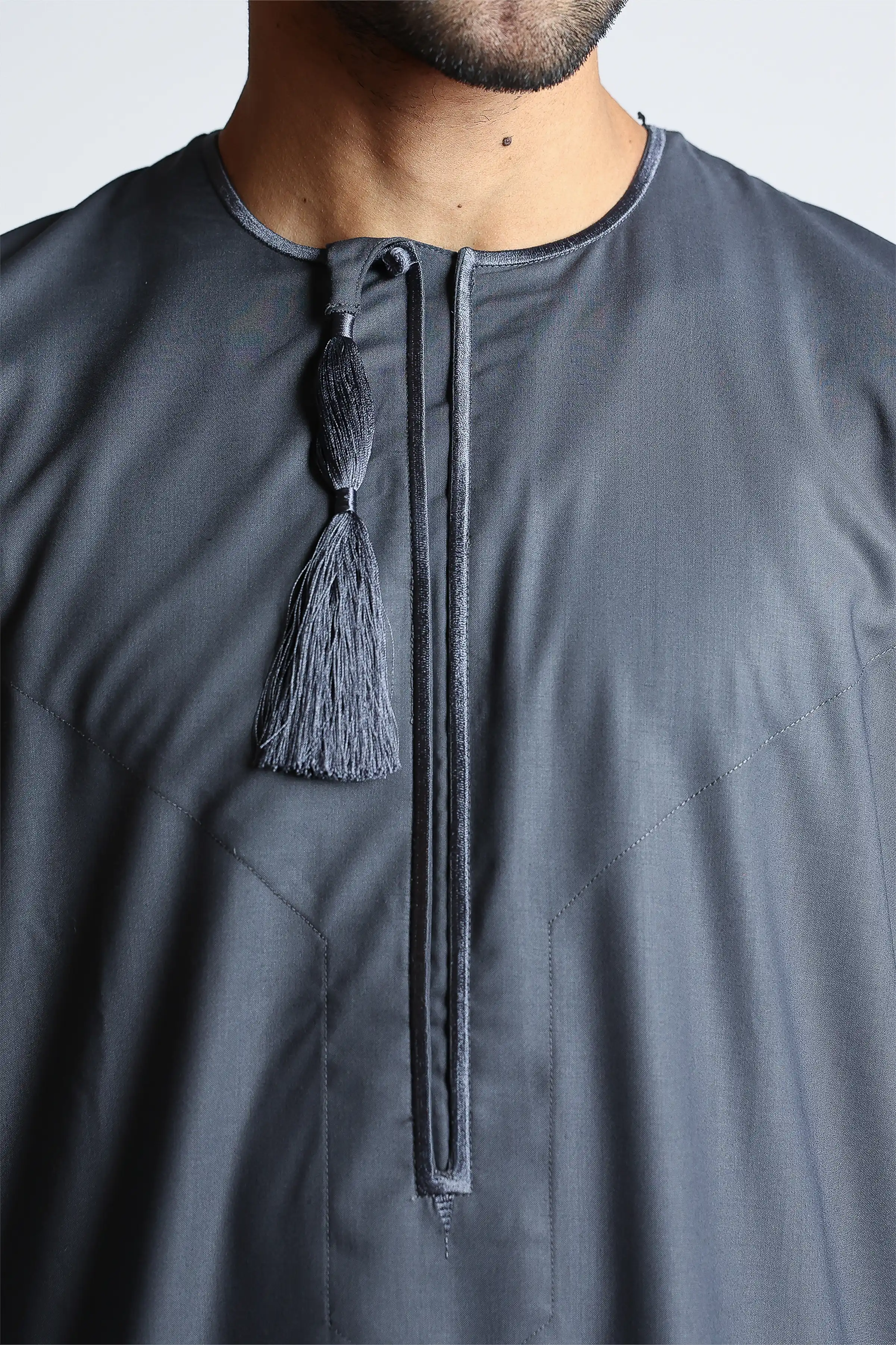 J143 Carbon Grey Habeel Thobe - Image 6