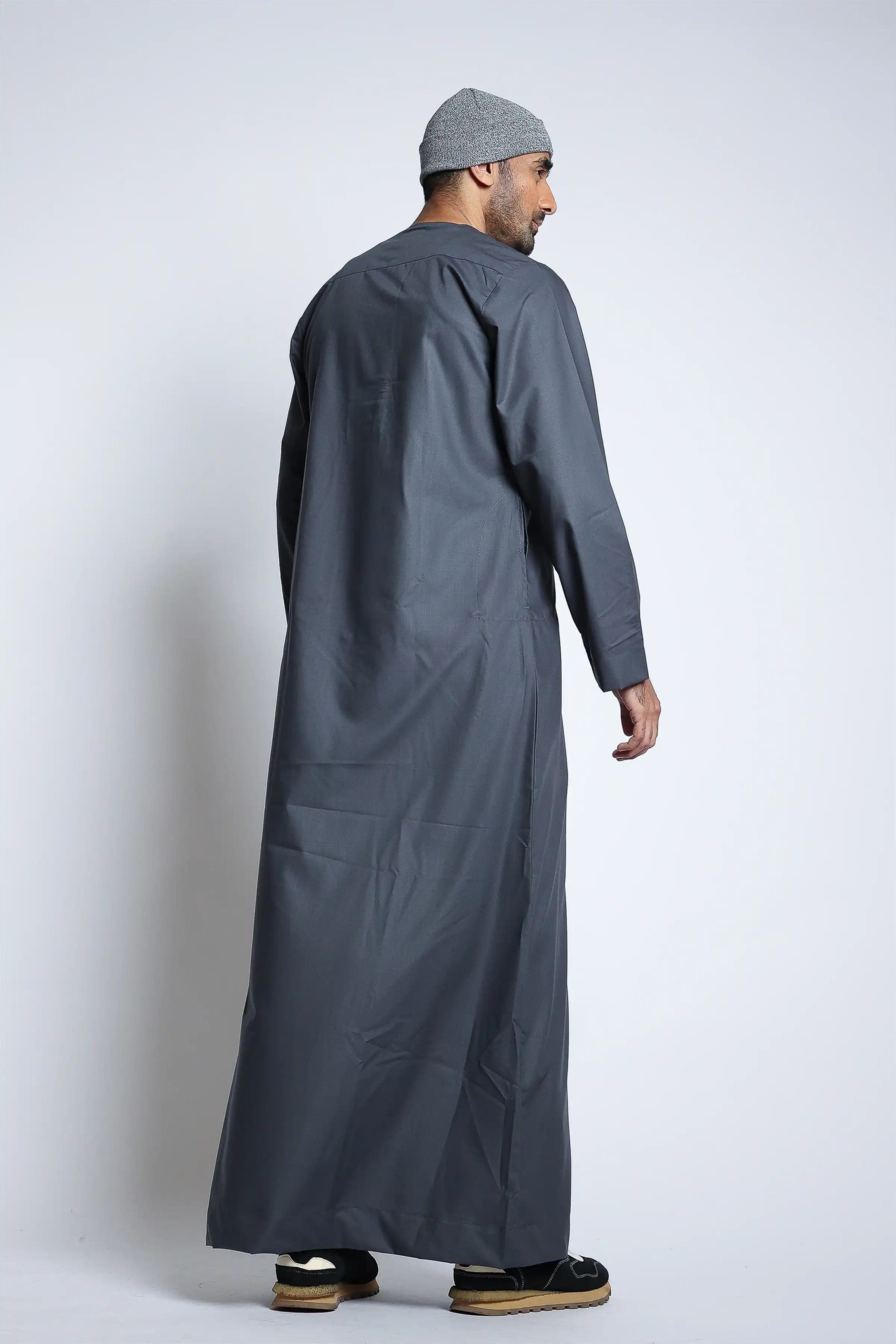 J144 Dusty Grey Piping Thobe - Image 3