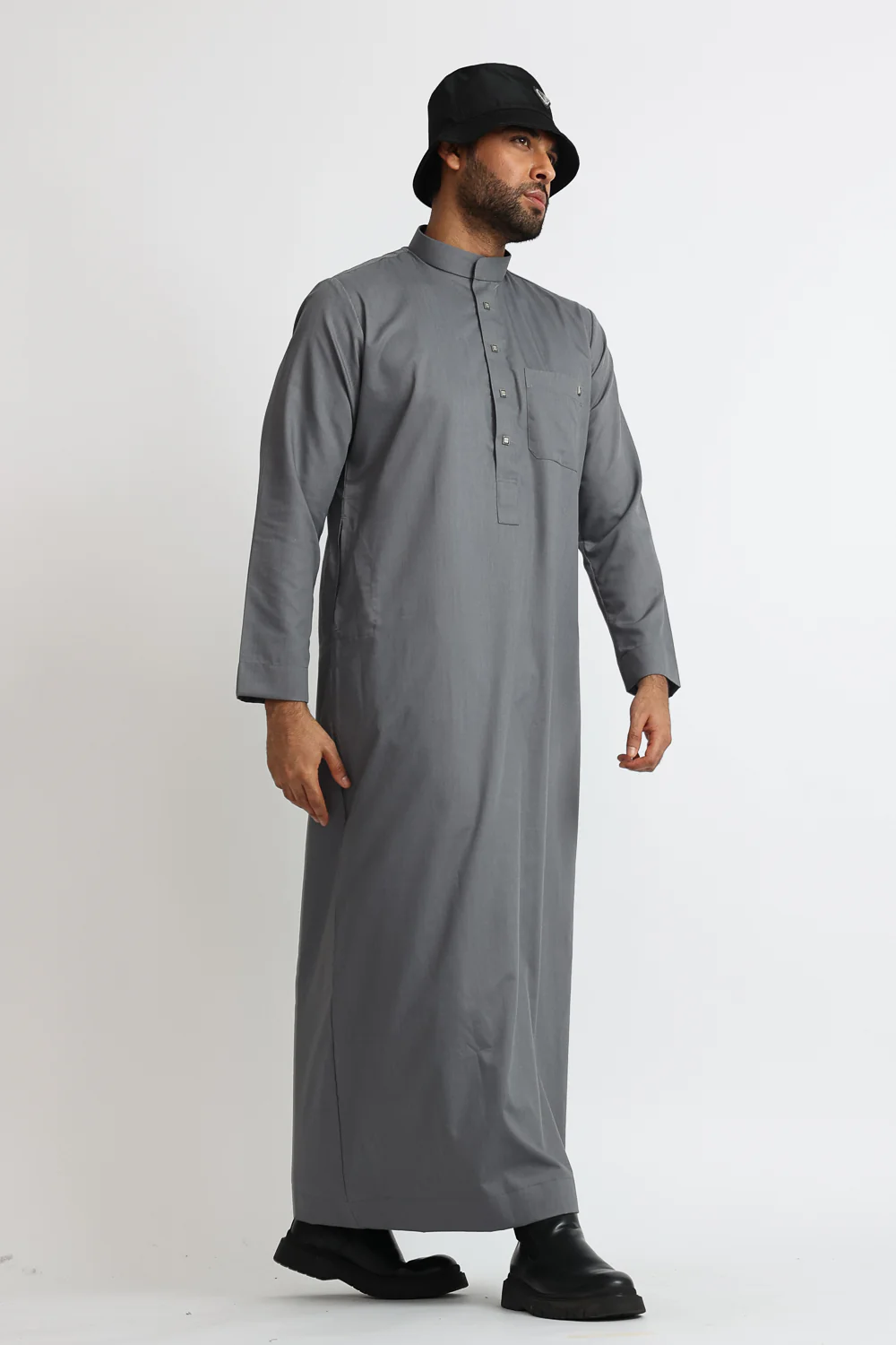 J1519 Saudi Collar Grey Thobe - Image 3