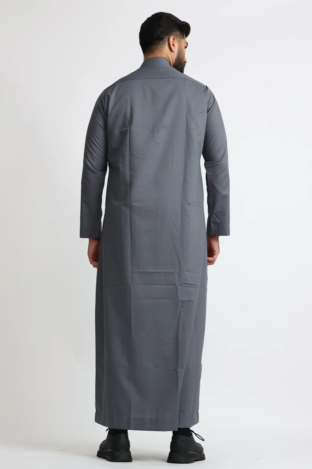 J1519 Saudi Collar Mid Grey Thobe - Image 4