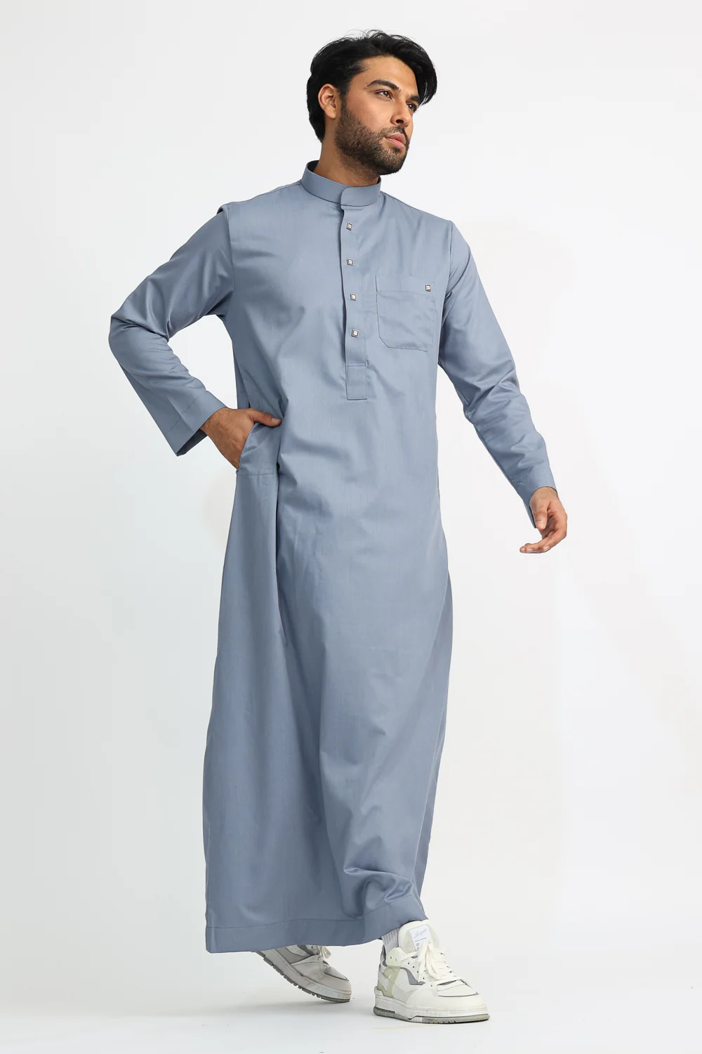 J1519 Saudi Collar Regent Blue Thobe - Image 2