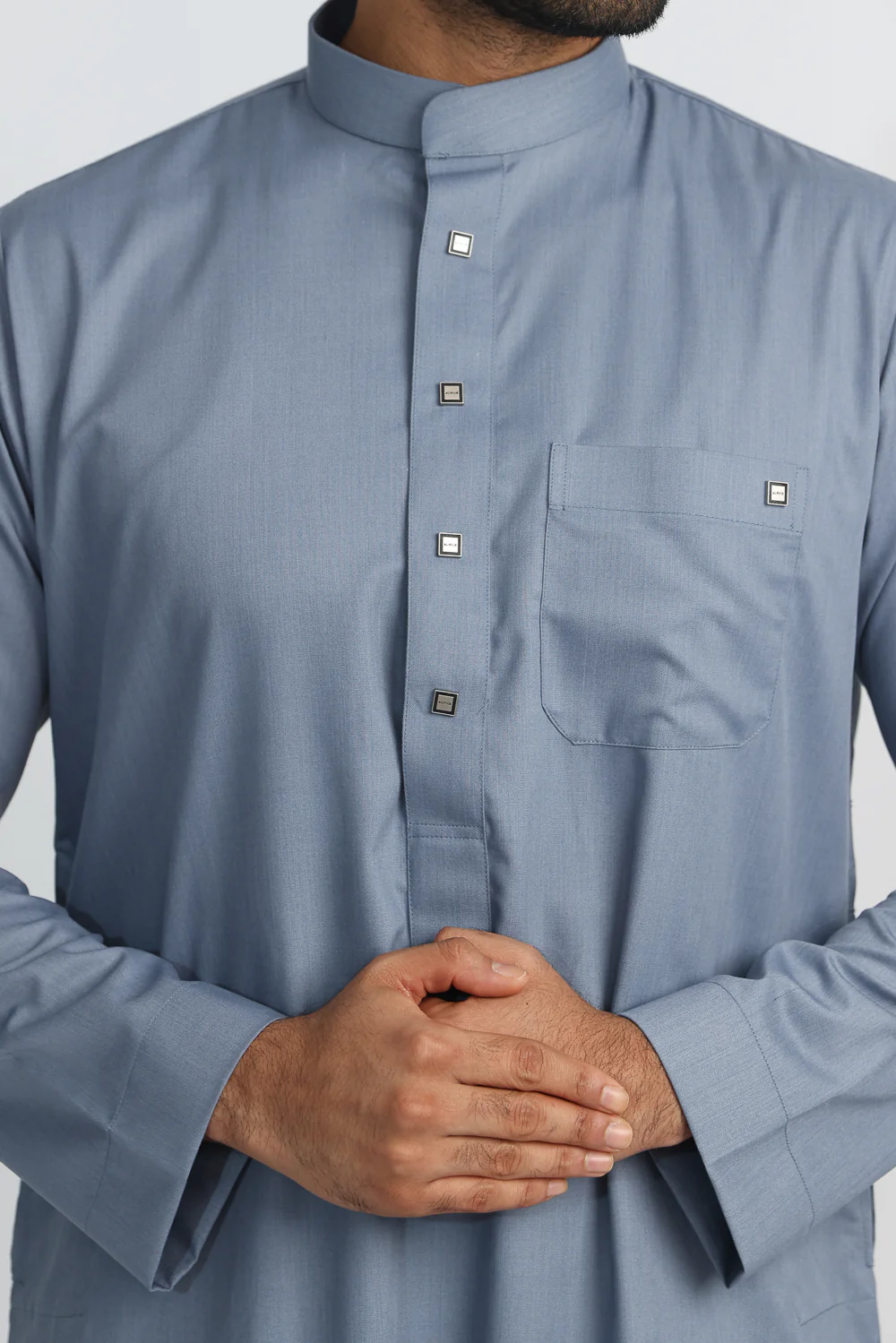J1519 Saudi Collar Regent Blue Thobe - Image 5